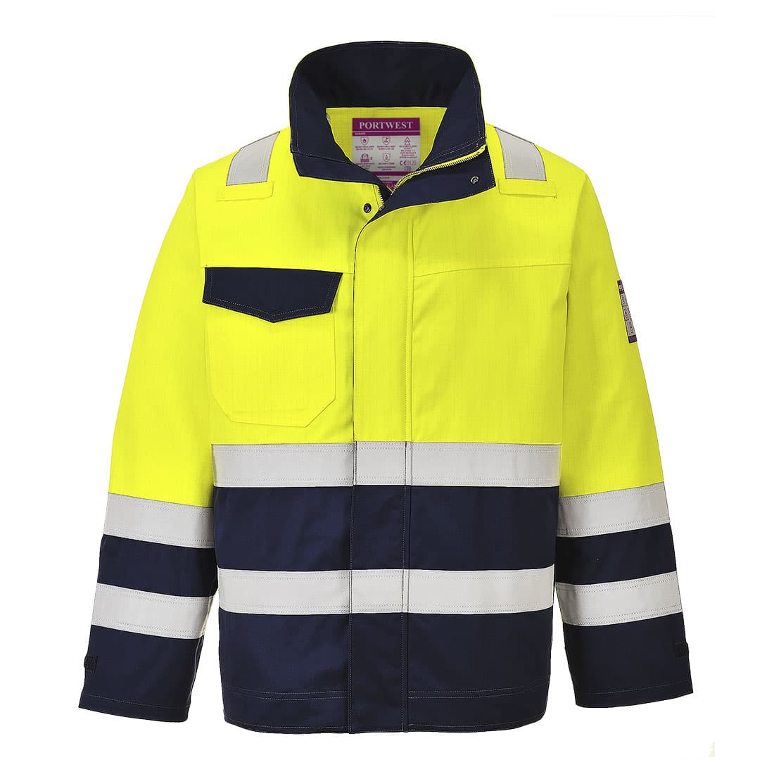 Portwest Hi-Vis Modaflame Jacket (Yellow/Navy)