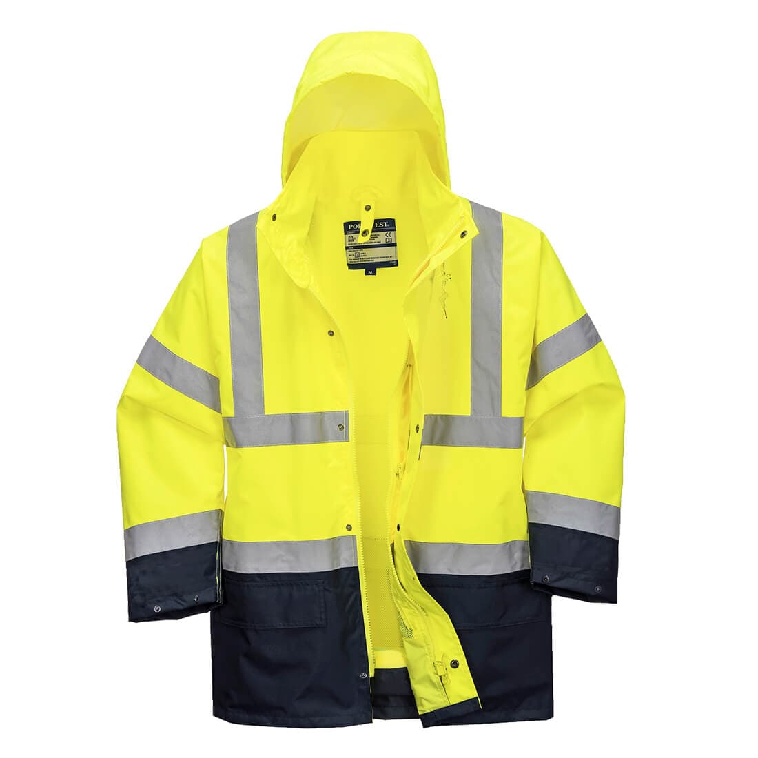 Portwest Hi-Vis 5-in-1 Contrast Essential Jacket  (Yellow/Navy)