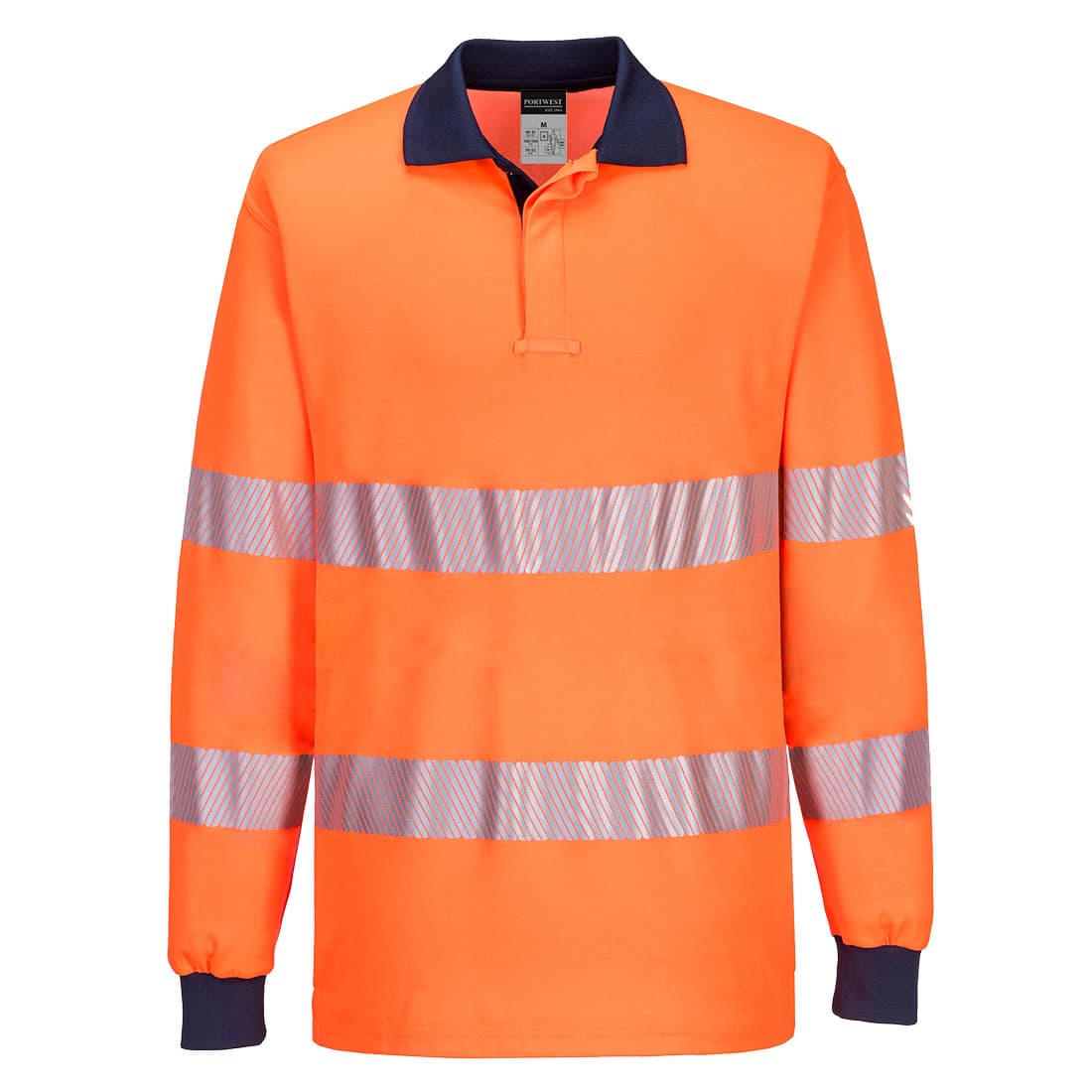 Portwest PW3 Hi-Vis Polo Shirt L/S (Orange/Navy)