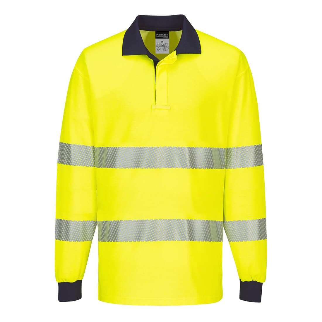 Portwest PW3 Hi-Vis Polo Shirt L/S (Yellow/Navy)