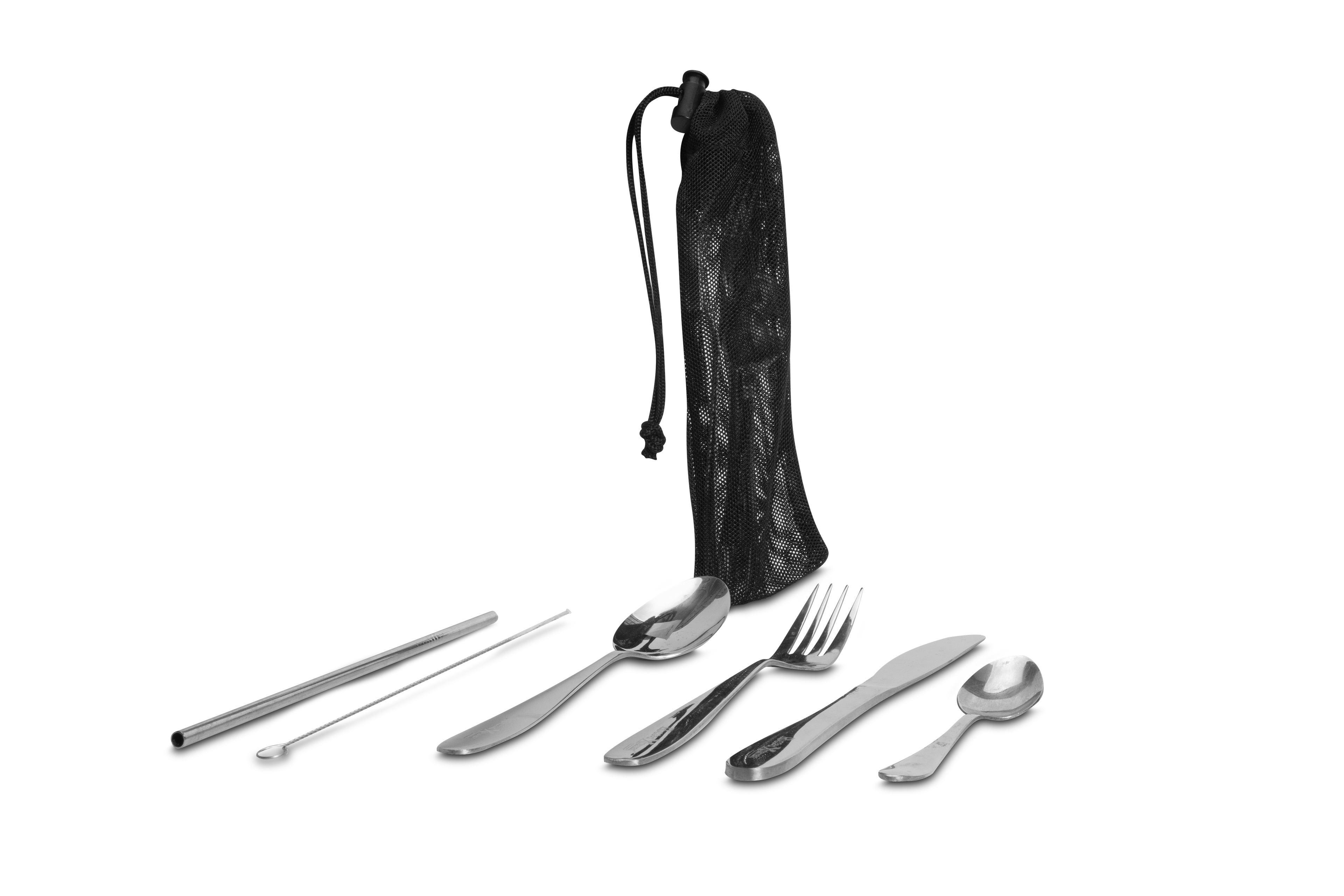 Rugged Xtremes 7Pce Stainless Steel Cutlery Set In Mesh Bag