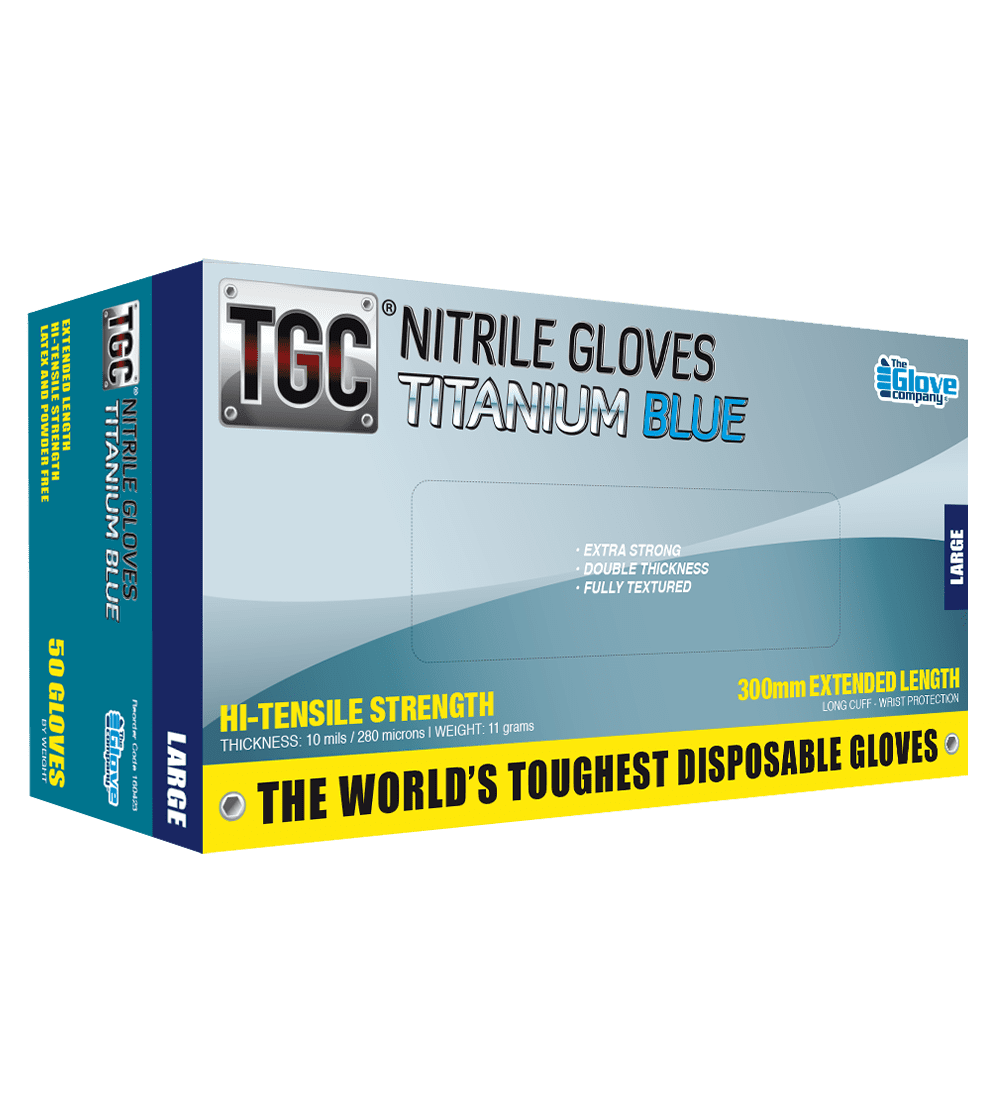 TGC Titanium Blue Nitrile Disposable Gloves (Box of 50)