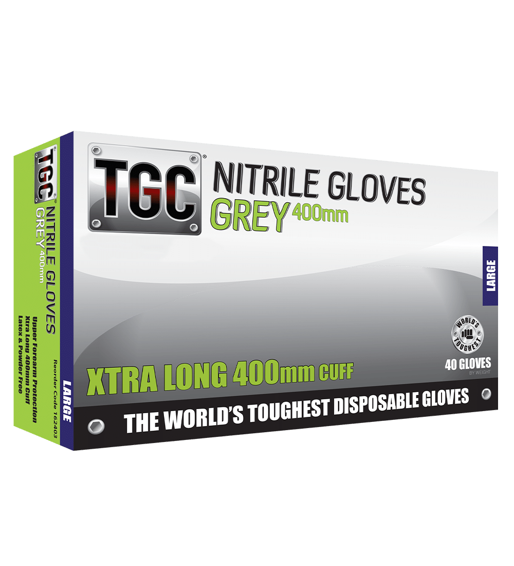 TGC Grey Nitrile 400mm Disposable Gloves (Box of 40)