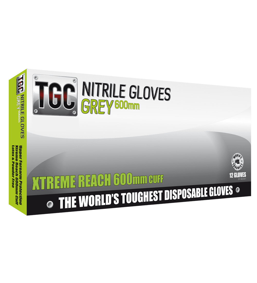 TGC Grey Nitrile 600mm Disposable Gloves (Box of 12)