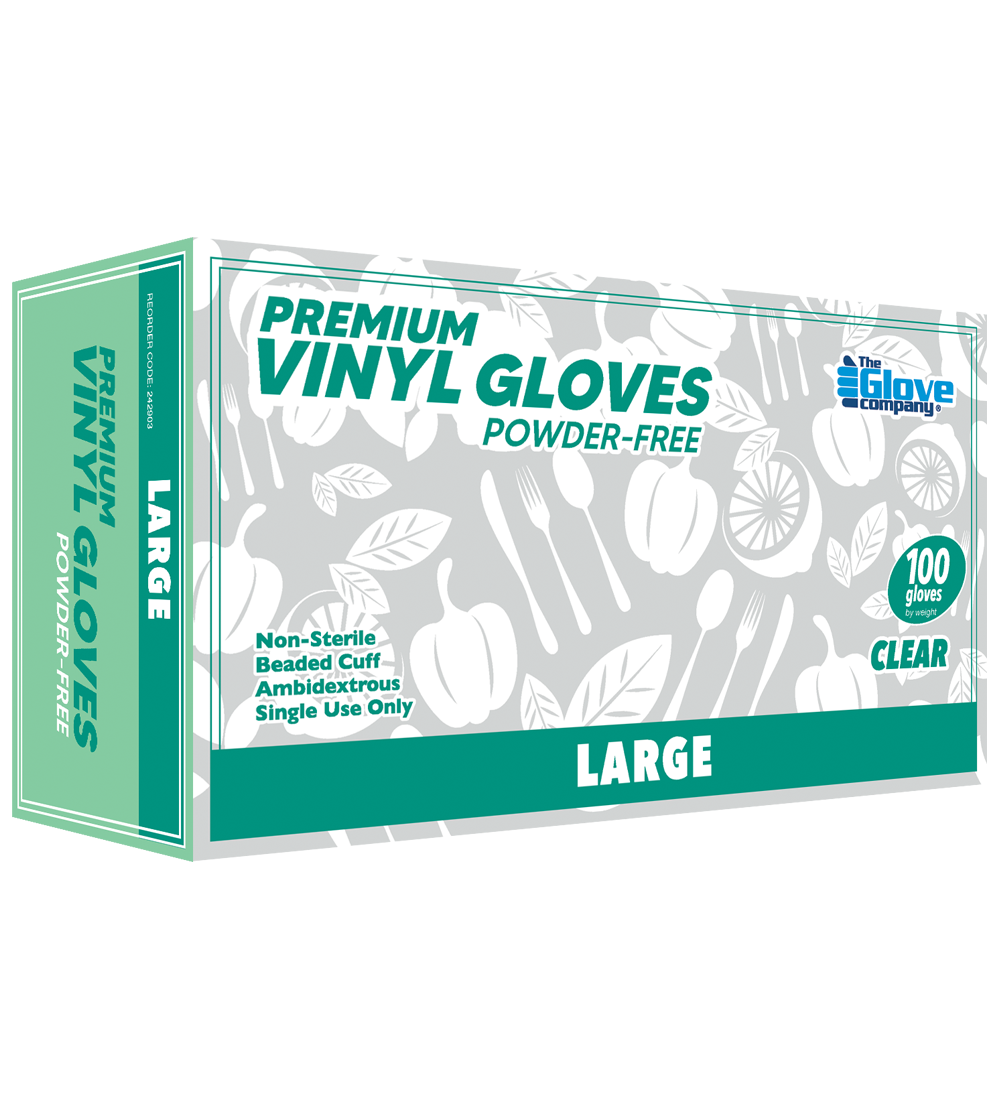 TGC Clear Premium Vinyl Gloves Powder-Free Disposable Gloves (Box of 100)