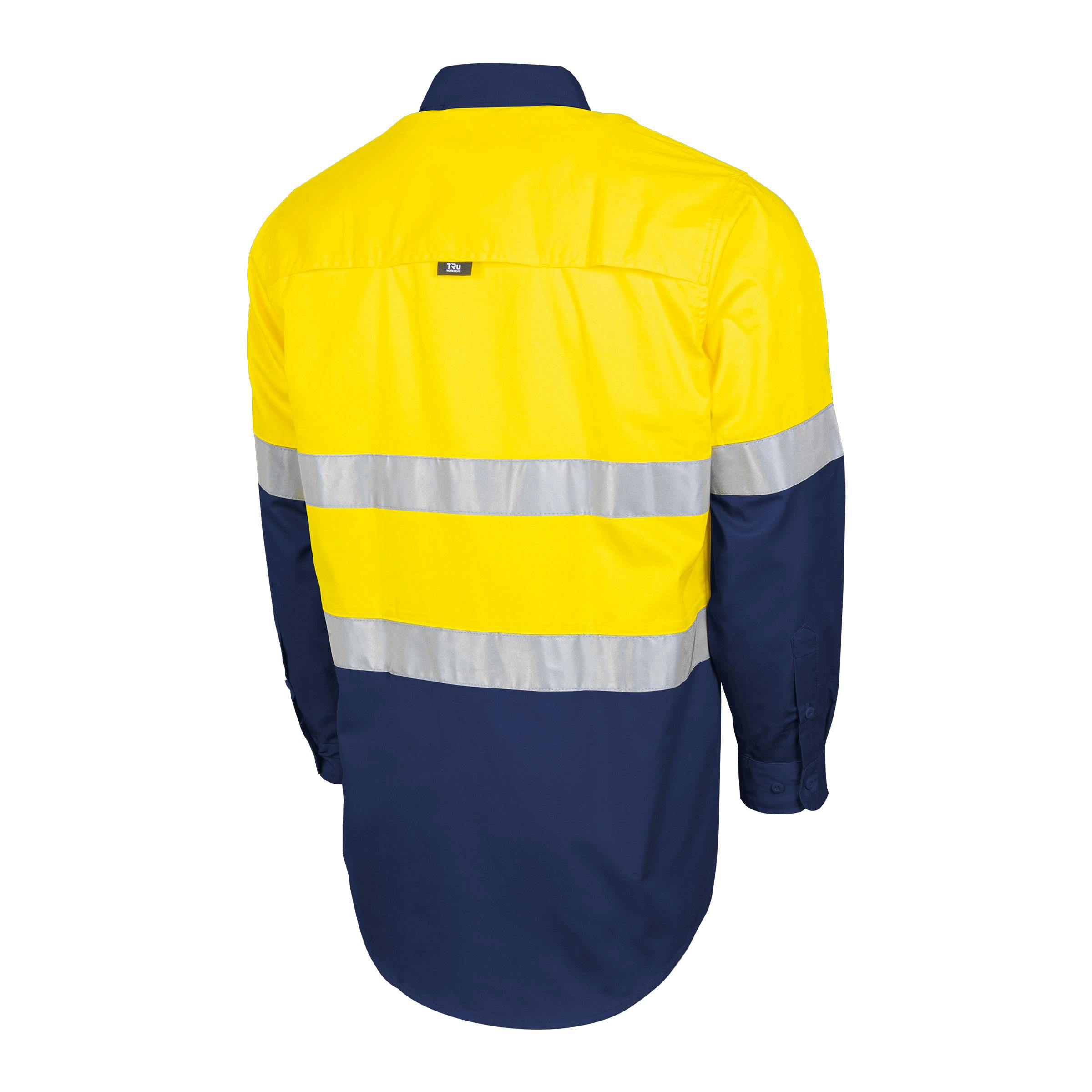 TRu Workwear Core Series Shirt 145gsm L/S 2 Tone Cotton Drill with Horizontal Cooling Vents and Tru HI Vis Ref. Tape in 2 Hoop Pattern  _2