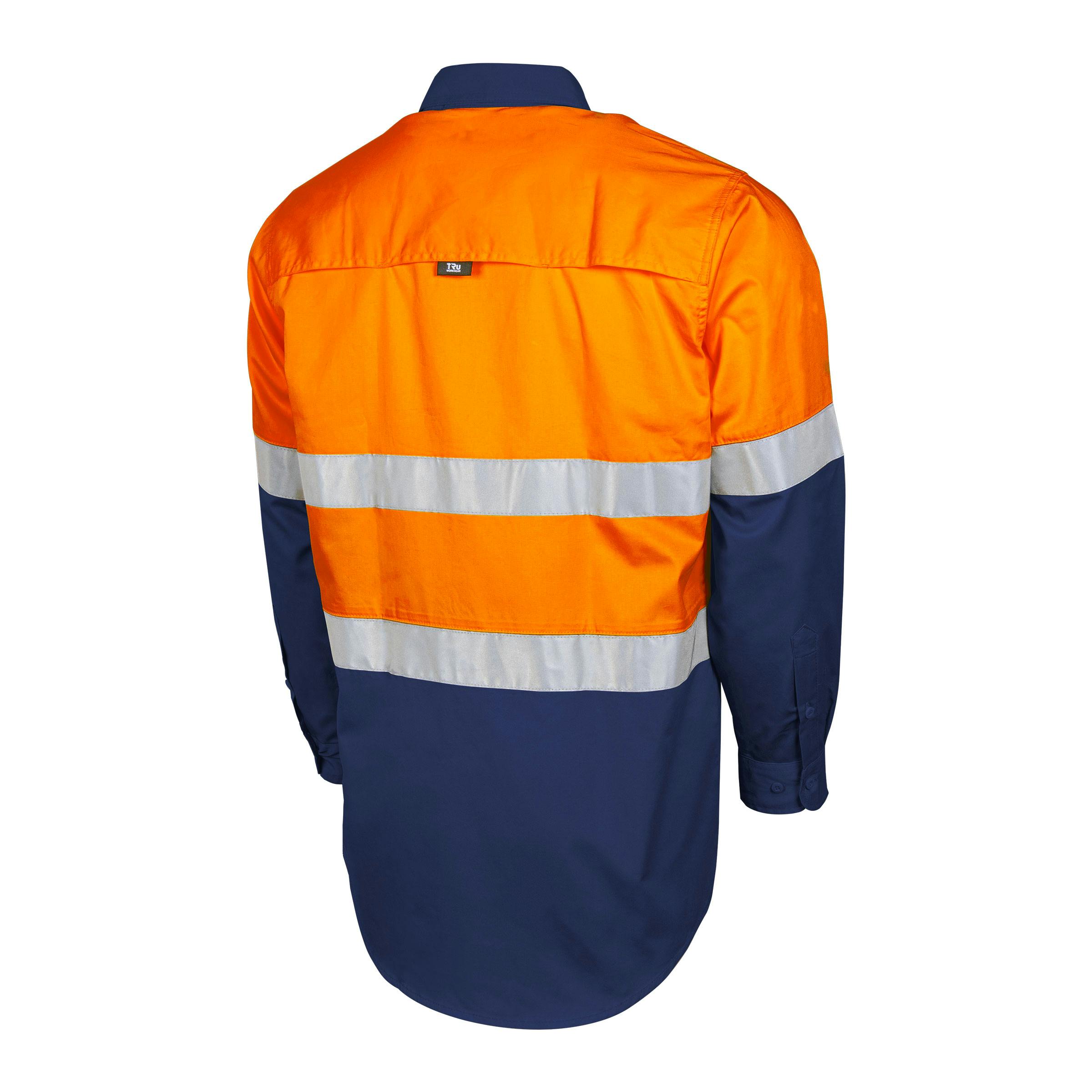 TRu Workwear Core Series Shirt 145gsm L/S 2 Tone Cotton Drill with Horizontal Cooling Vents and Tru HI Vis Ref. Tape in 2 Hoop Pattern  _4