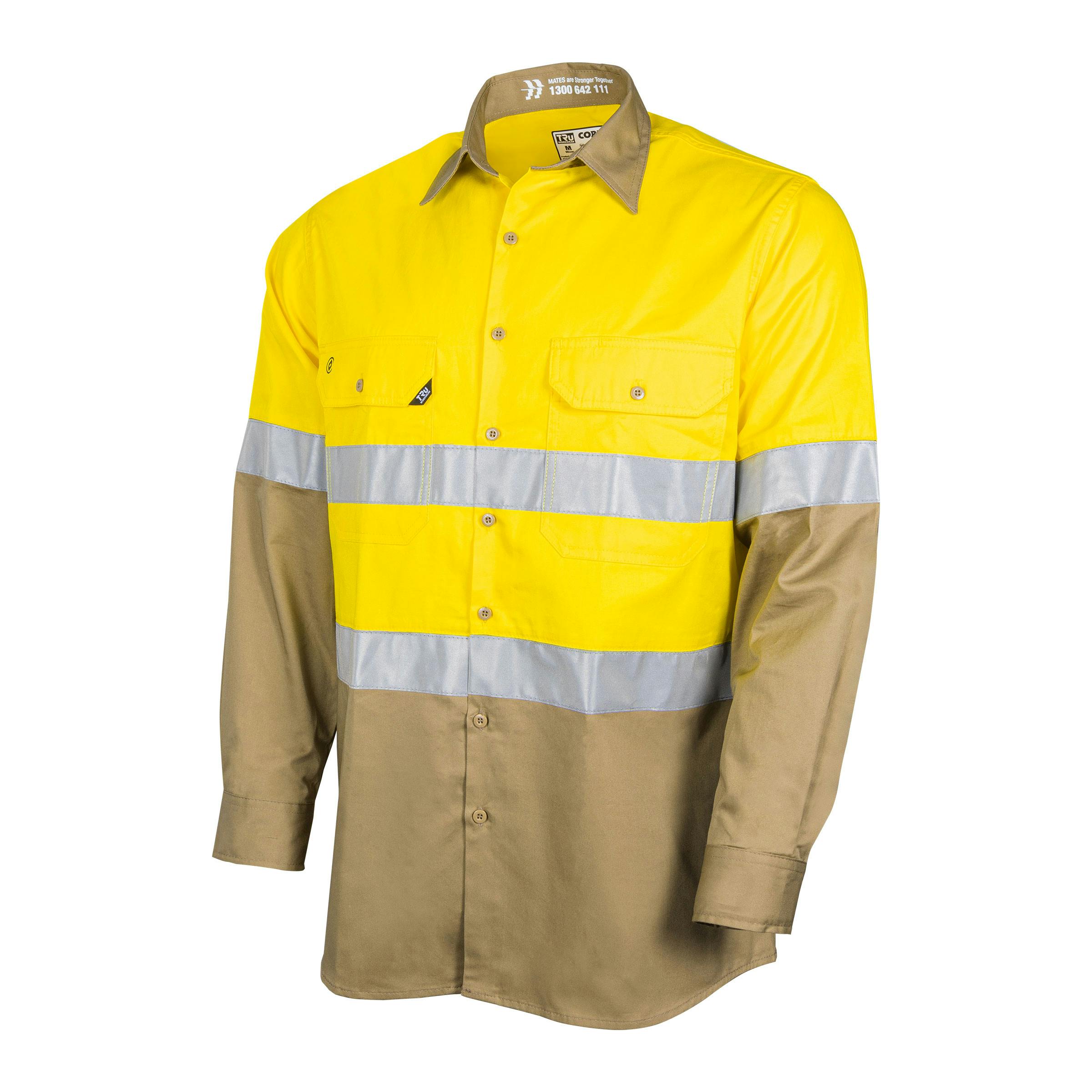 TRu Workwear Core Series Shirt 145gsm L/S 2 Tone Cotton Drill with Horizontal Cooling Vents and Tru HI Vis Ref. Tape in 2 Hoop Pattern  _5