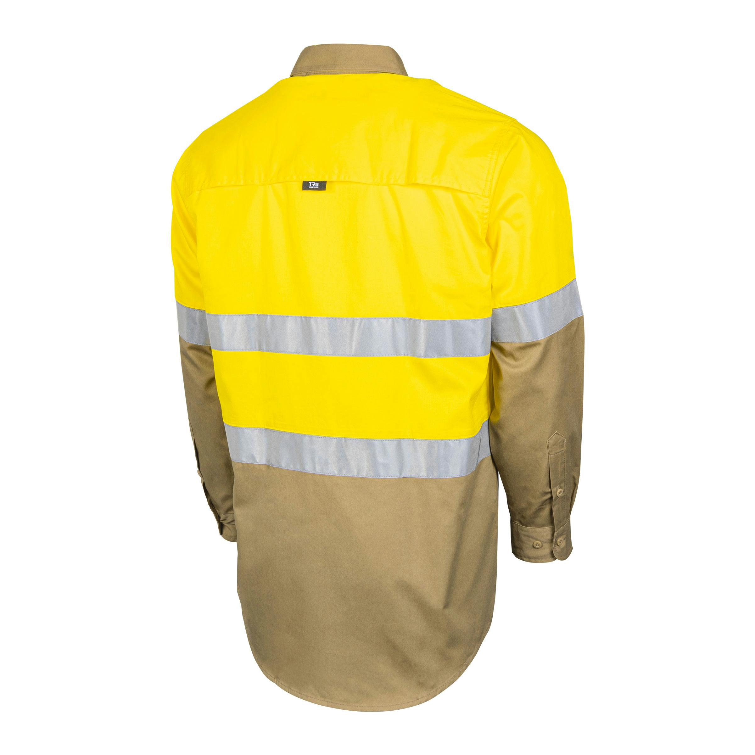 TRu Workwear Core Series Shirt 145gsm L/S 2 Tone Cotton Drill with Horizontal Cooling Vents and Tru HI Vis Ref. Tape in 2 Hoop Pattern  _6