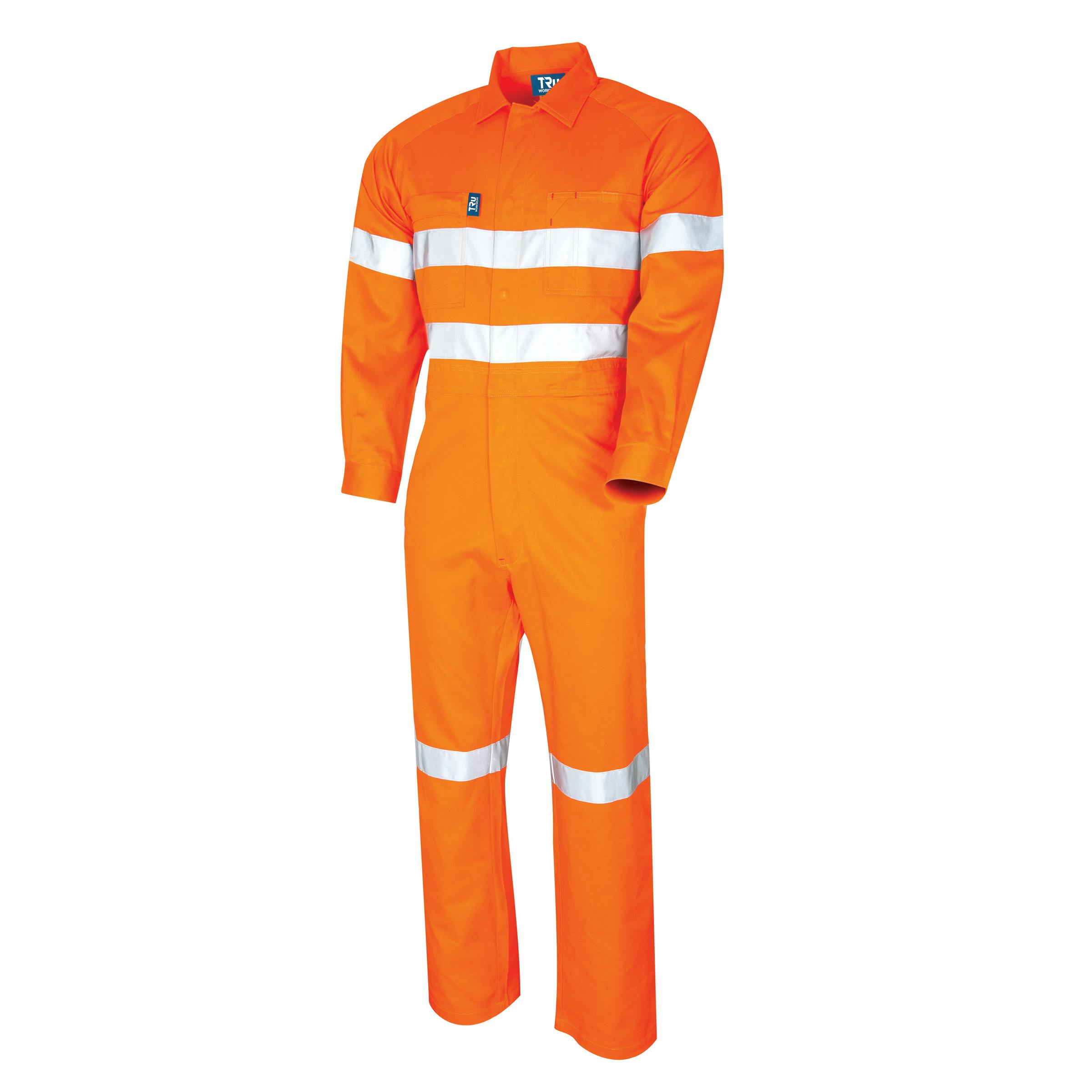 TRu Workwear Coverall 190gsm Cotton Drill With 3M Two Hoop Reflective Tape