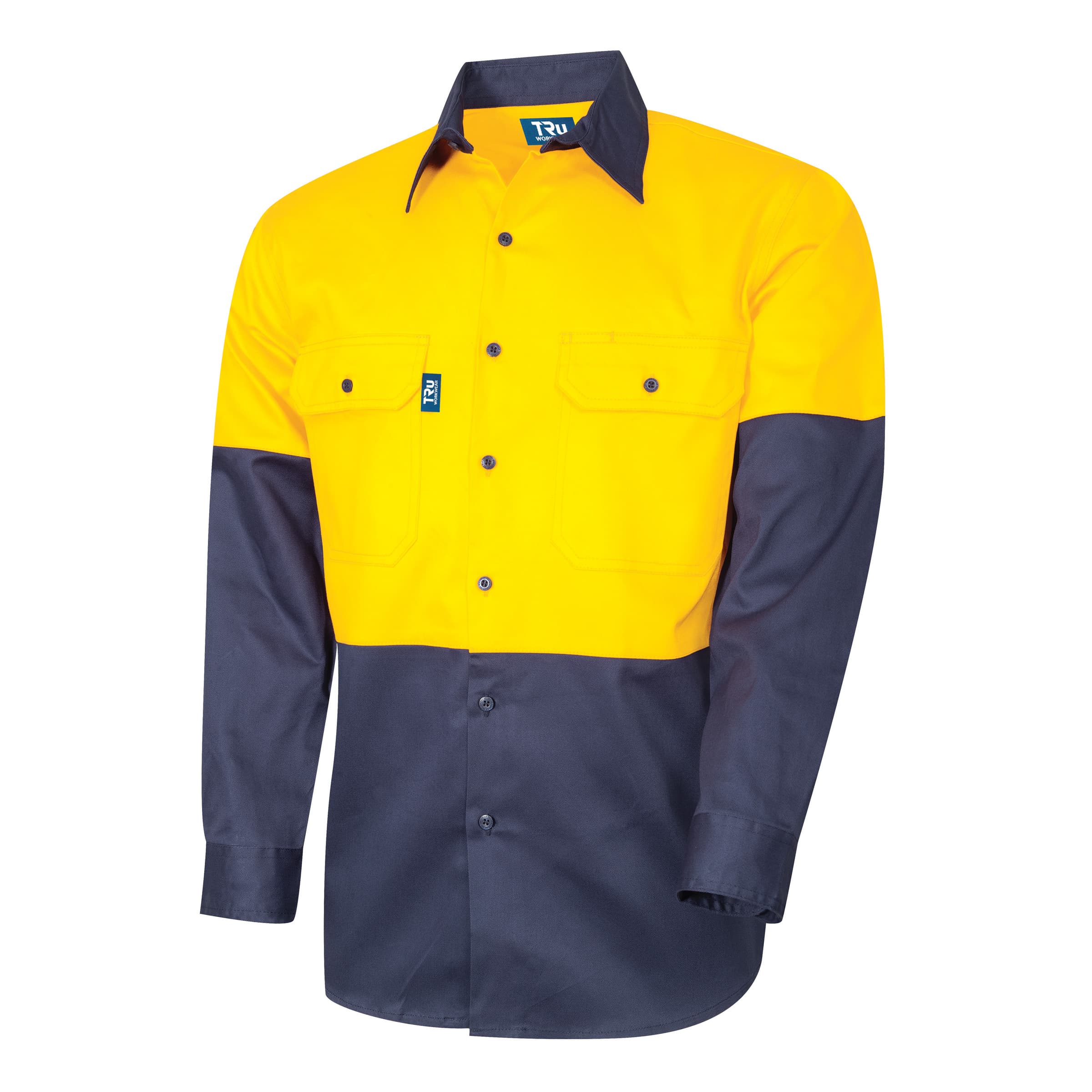 TRu Workwear Shirt 160gsm L/S Two Tone Cotton Drill With Horizontal Cooling Vents_1