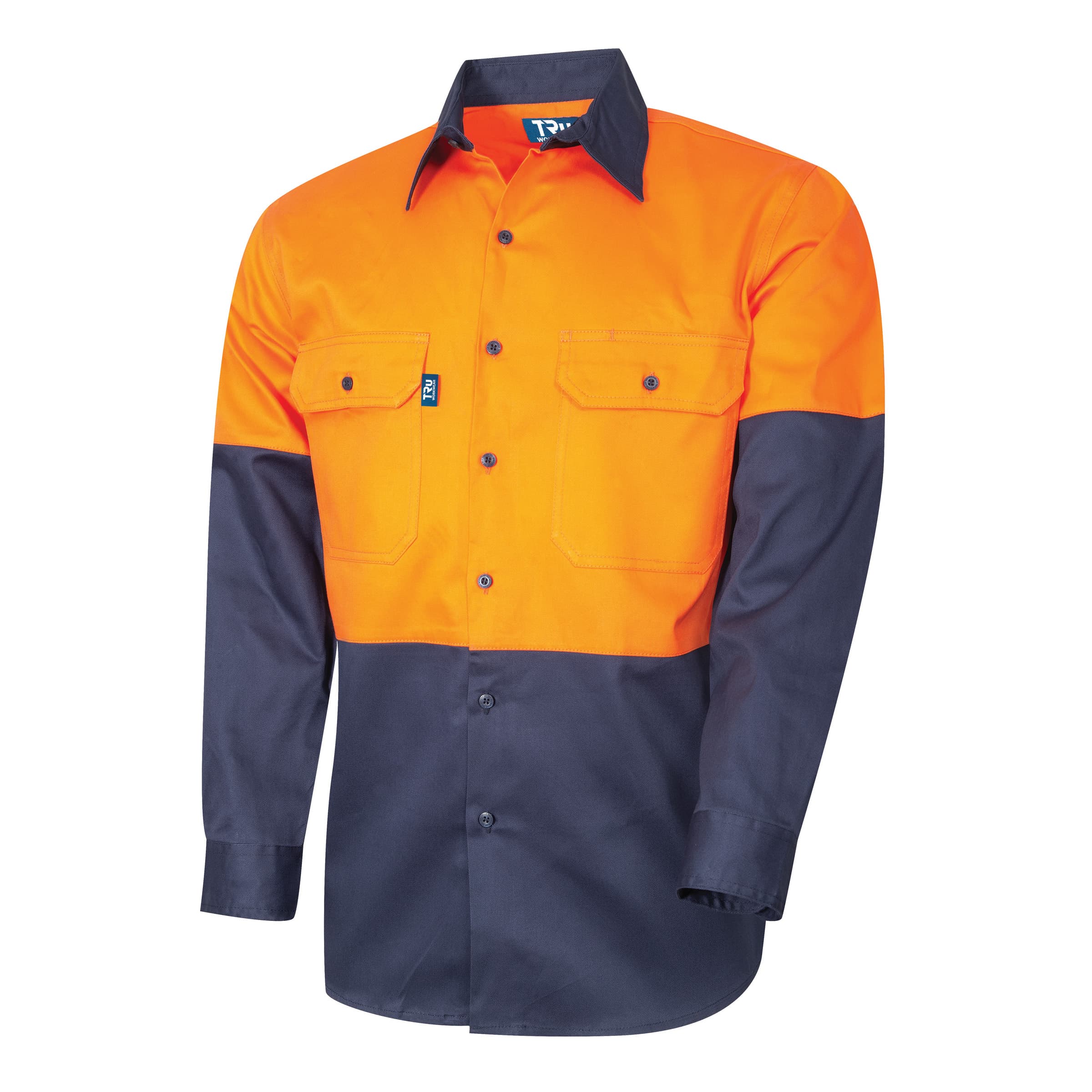 TRu Workwear Shirt 160gsm L/S Two Tone Cotton Drill With Horizontal Cooling Vents_2