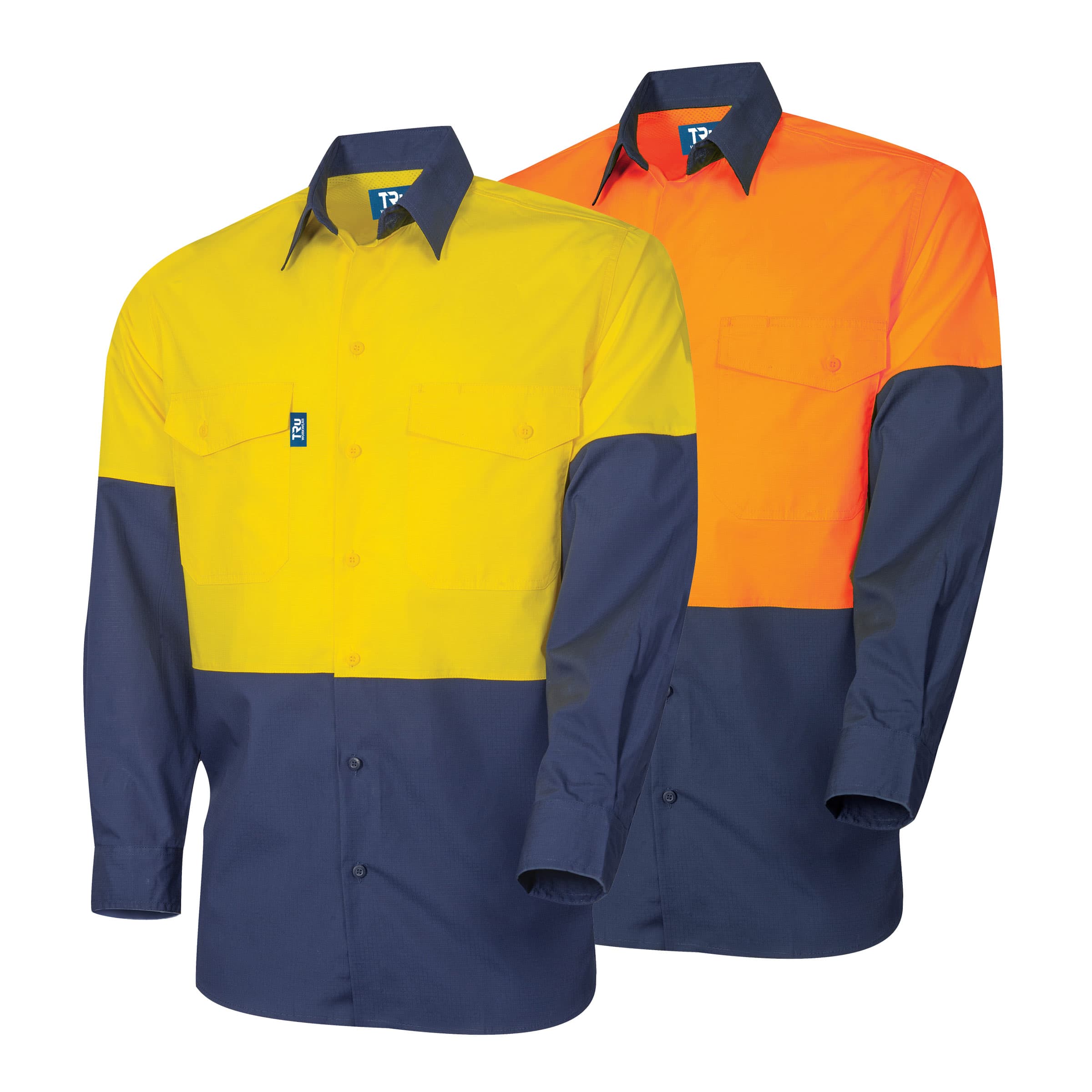 TRu Workwear Shirt 145gsm L/S Two Tone Cotton Rip-STop With Horizontal Coolings Vents