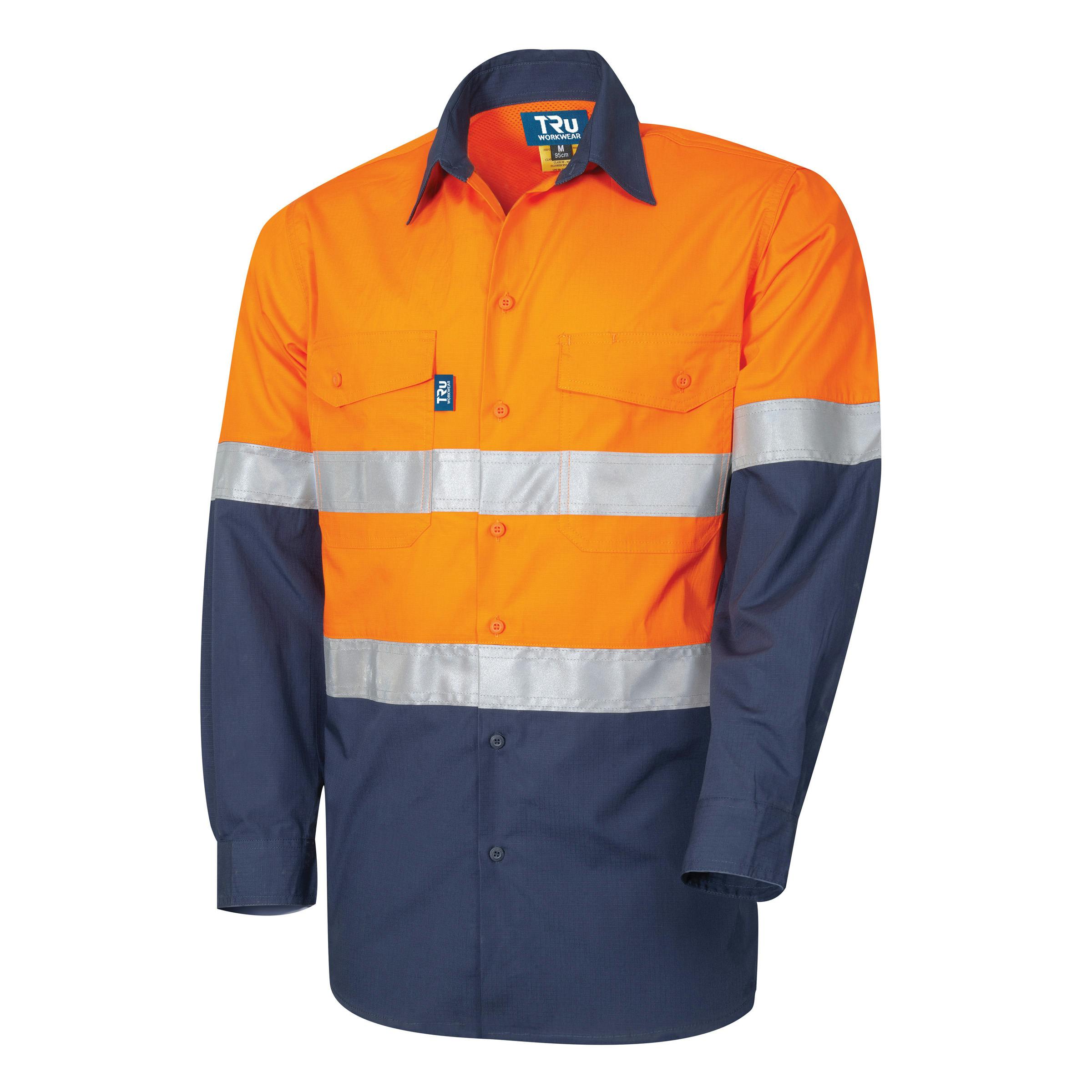 TRu Workwear Shirt 145gsm L/S Two Tone Cotton Rip-STop With 3M Two Hoop Reflective Tape And Horizontal Cooling Vents_2