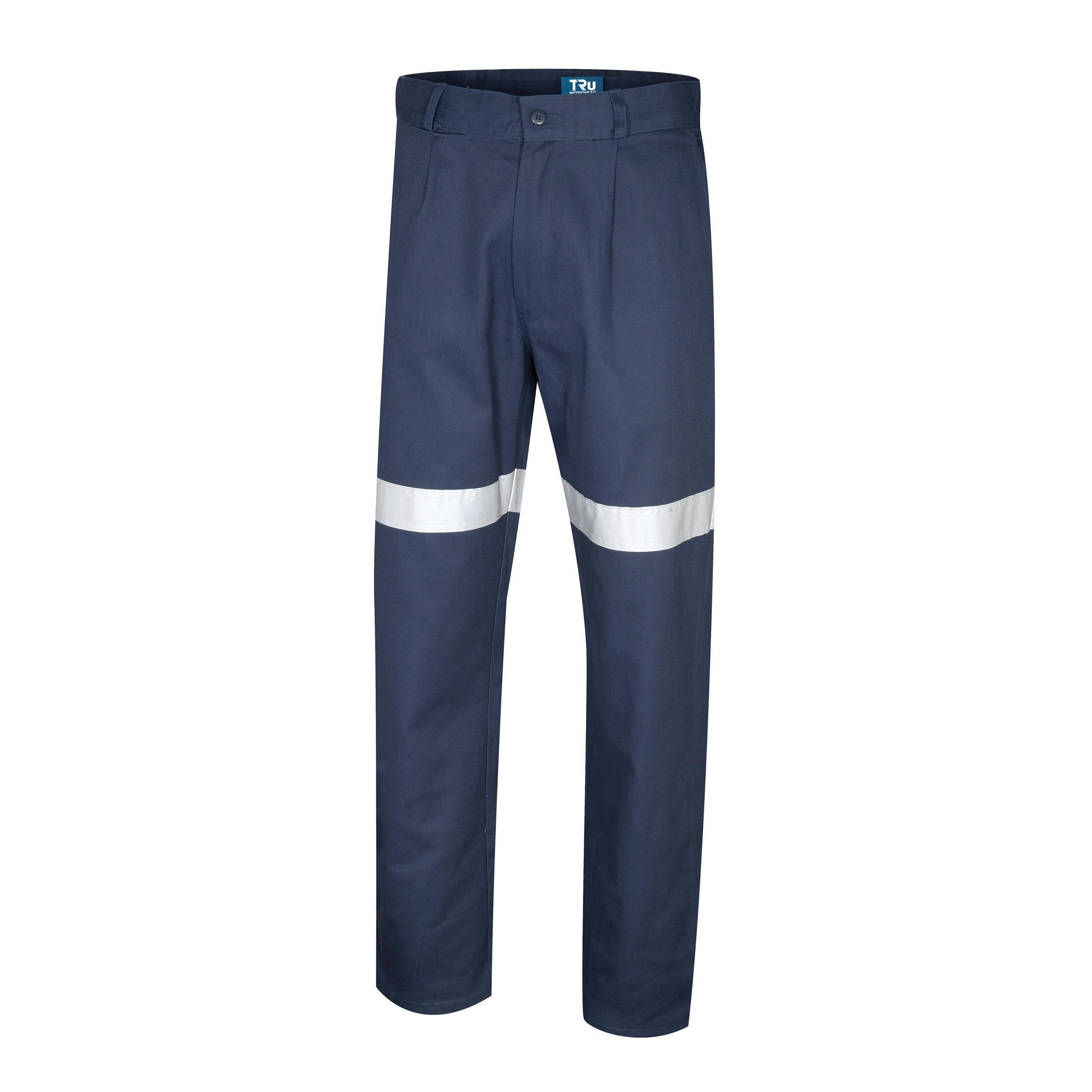 TRu Workwear Trousers 320gsm Cotton Drill With 3M Reflective Tape_0