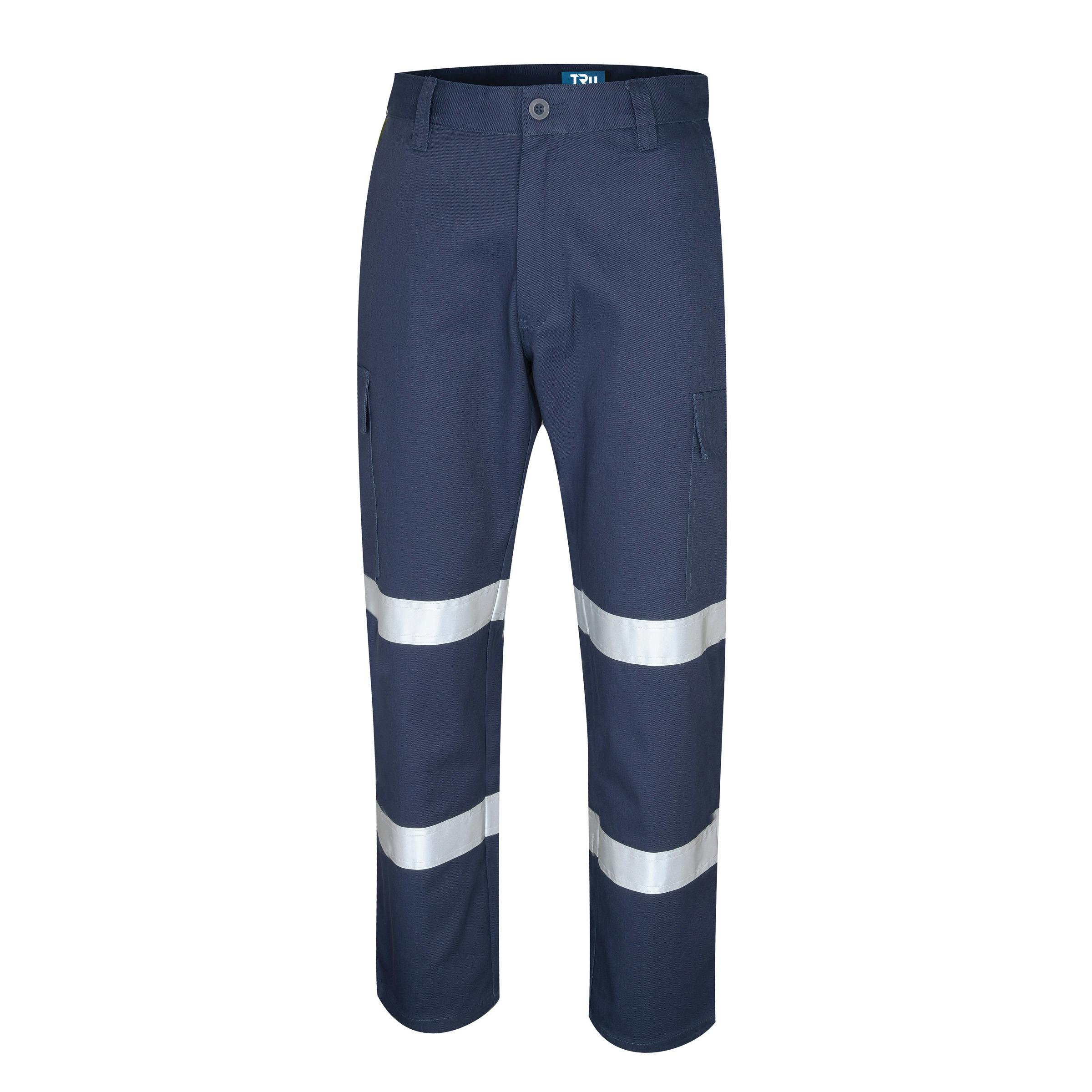 TRu Workwear Trousers 320gsm Cotton Drill Cargo With 3M Reflective Tape T2 - Bio Motion_0