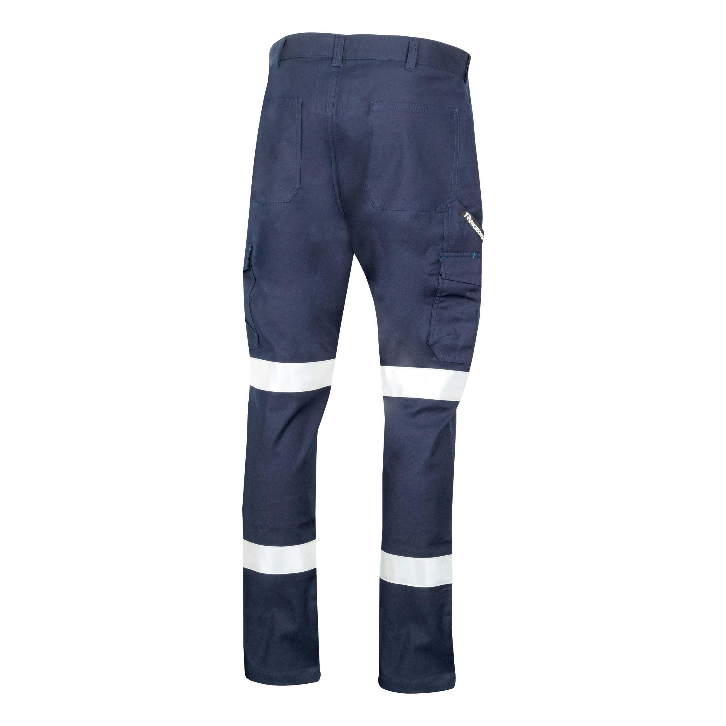 TRu Workwear Trousers Cargo 240 gsm 98/2 Cotton Stretch With Stretch Reflective Tape As 2 Hoops On Each Leg_1