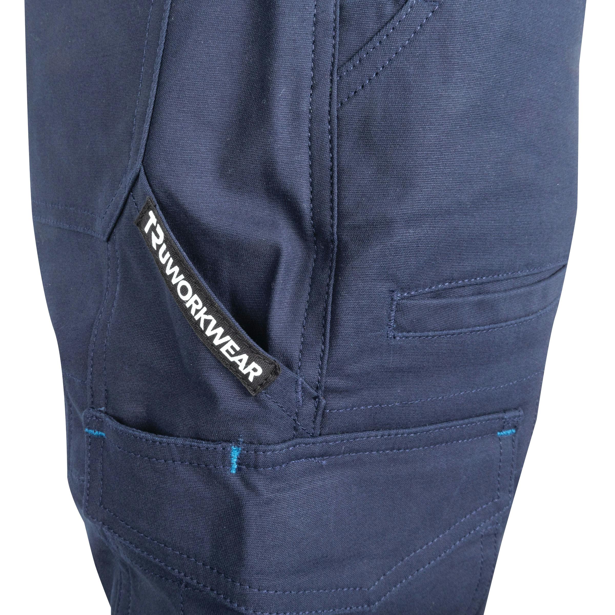 TRu Workwear Trousers Cargo 240 gsm 98/2 Cotton Stretch With Stretch Reflective Tape As 2 Hoops On Each Leg_3