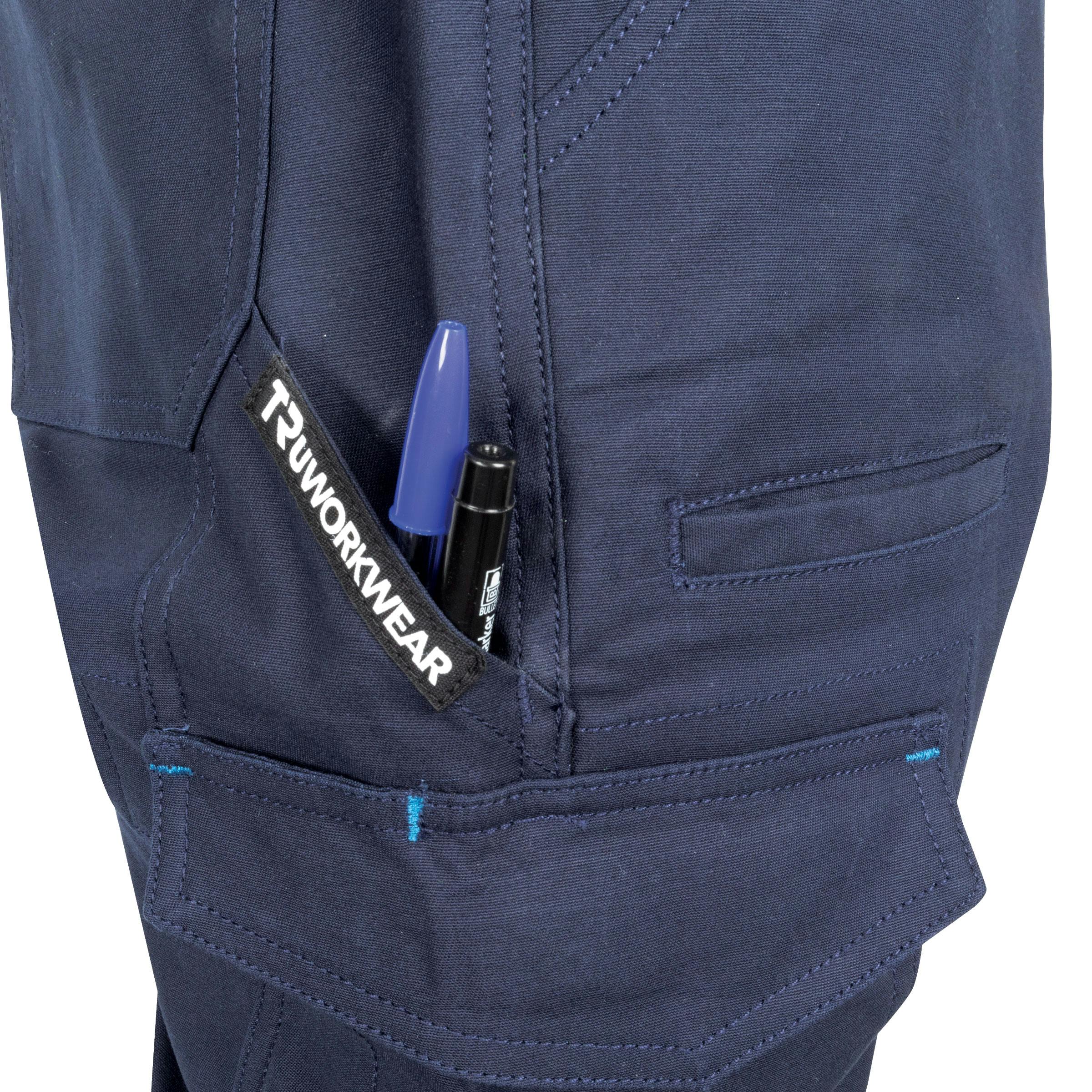 TRu Workwear Trousers Cargo 240 gsm 98/2 Cotton Stretch With Stretch Reflective Tape As 2 Hoops On Each Leg_4