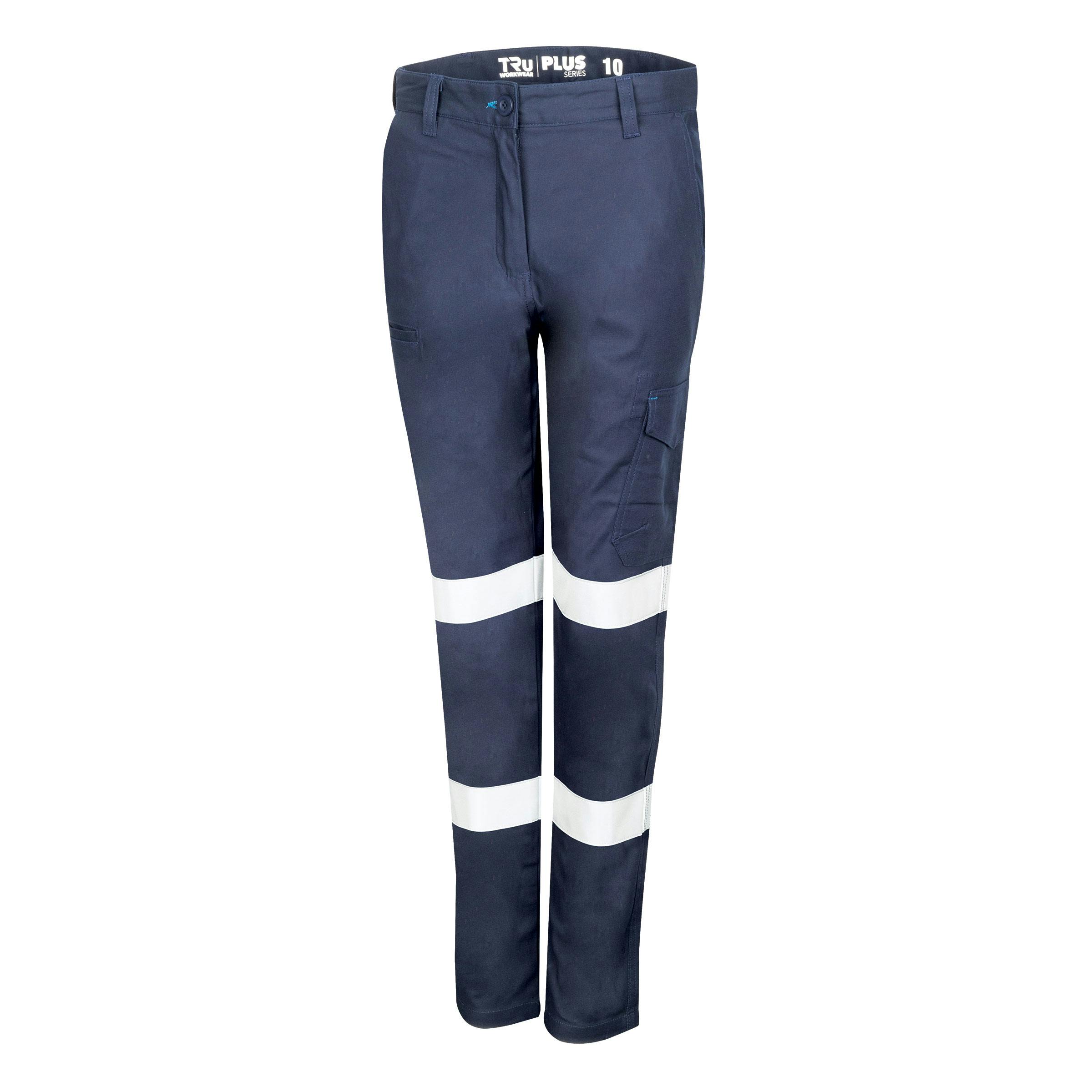 TRu Workwear Women'S Trousers Cargo 240 gsm 98/2 Cotton Stretch With Stretch Reflective Tape As 2 Hoops On Each Leg_0