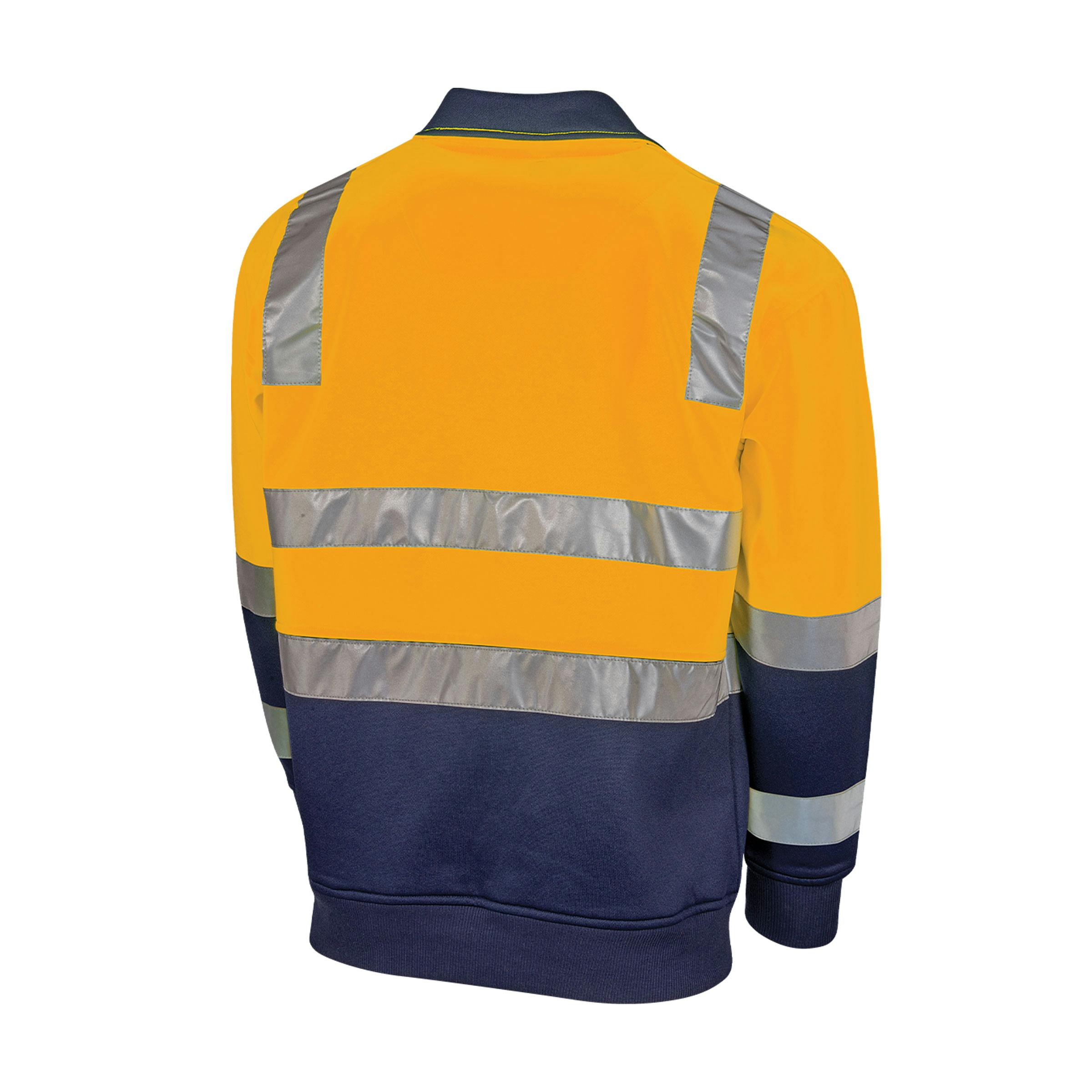 TRu Workwear Jumper 2 Tone 1/4 Zip Polyester Fleece With Tru Reflective Tape (VIC) 2 Hoop On Body, Arms And Strip Over Shoulders Spo/Nvy_2