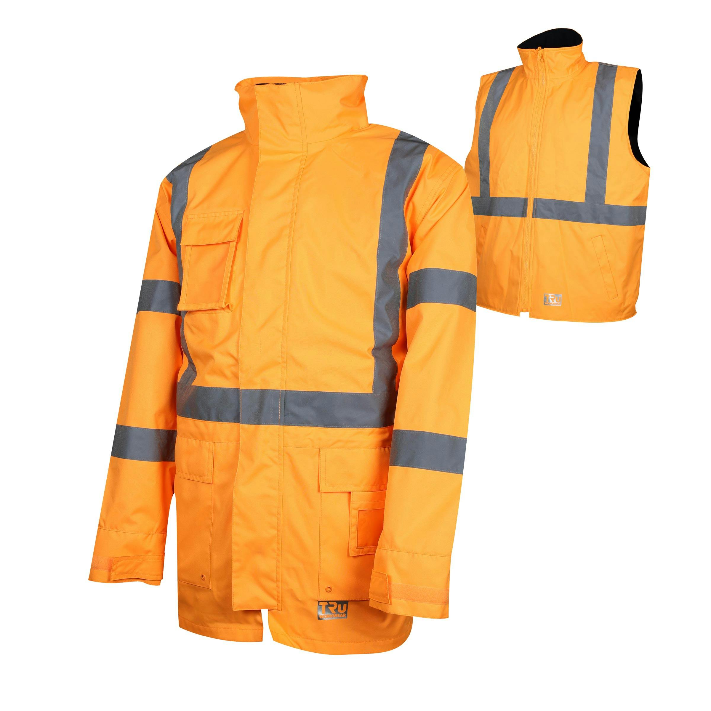 TRu Workwear Jacket 4 In 1 With Vest Poly Oxford With  Reflective Tape To T5 Pattern (X Back)