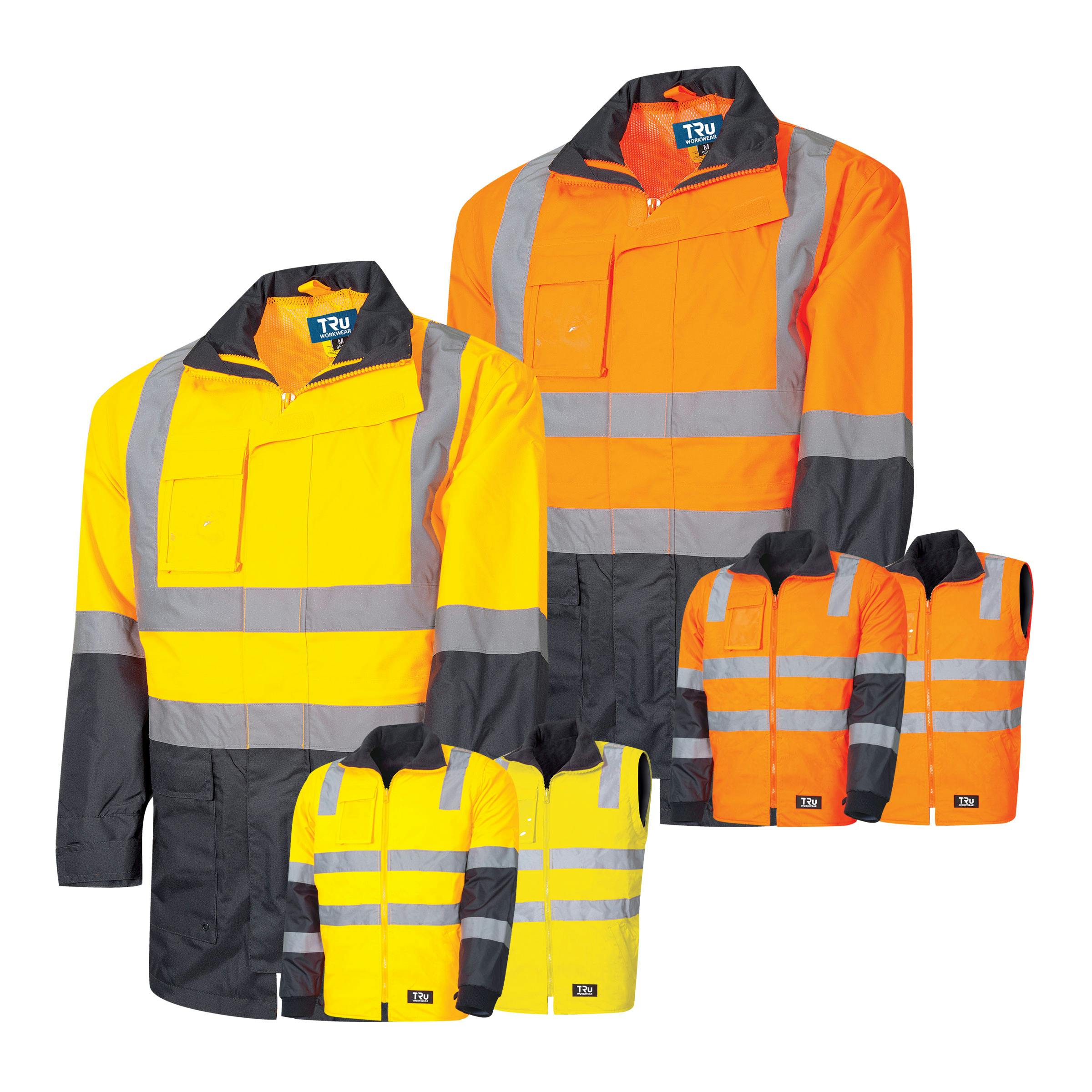 TRu Workwear Jacket 6 In 1 With Jacket Poly Oxford With Tru Reflective Tape, Inner Jacket With Removable Sleeves