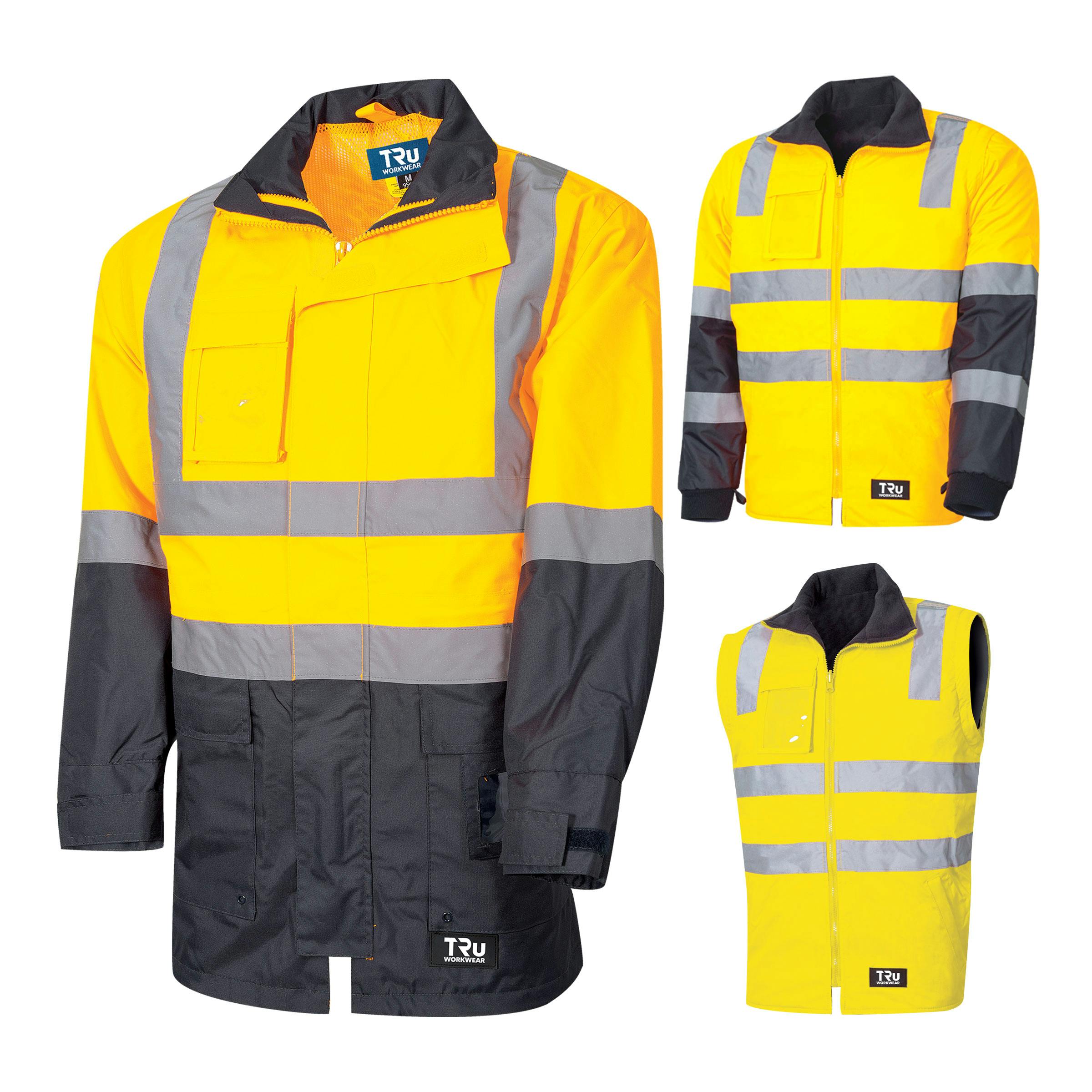 TRu Workwear Jacket 6 In 1 With Jacket Poly Oxford With Tru Reflective Tape, Inner Jacket With Removable Sleeves_1