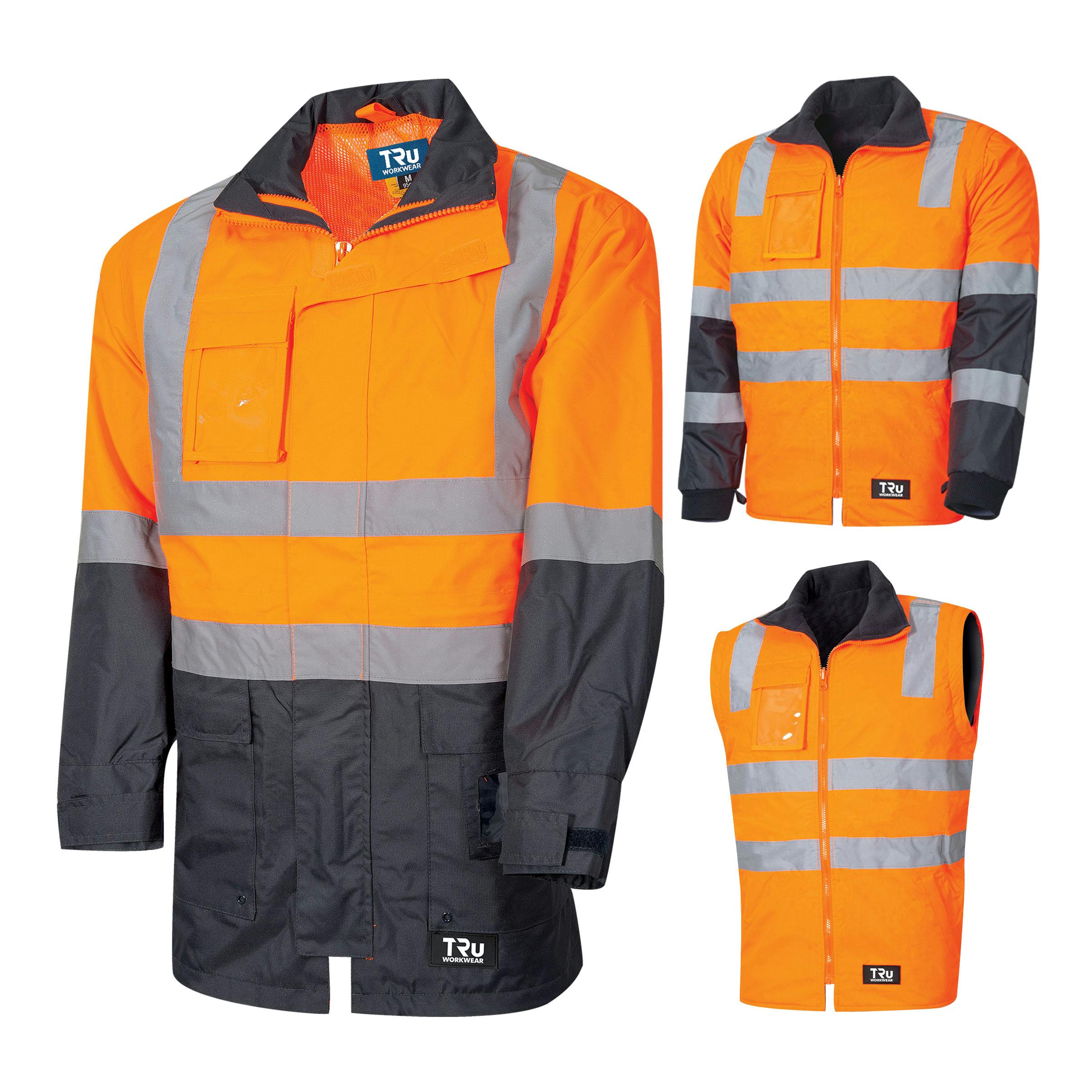 TRu Workwear Jacket 6 In 1 With Jacket Poly Oxford With Tru Reflective Tape, Inner Jacket With Removable Sleeves_2