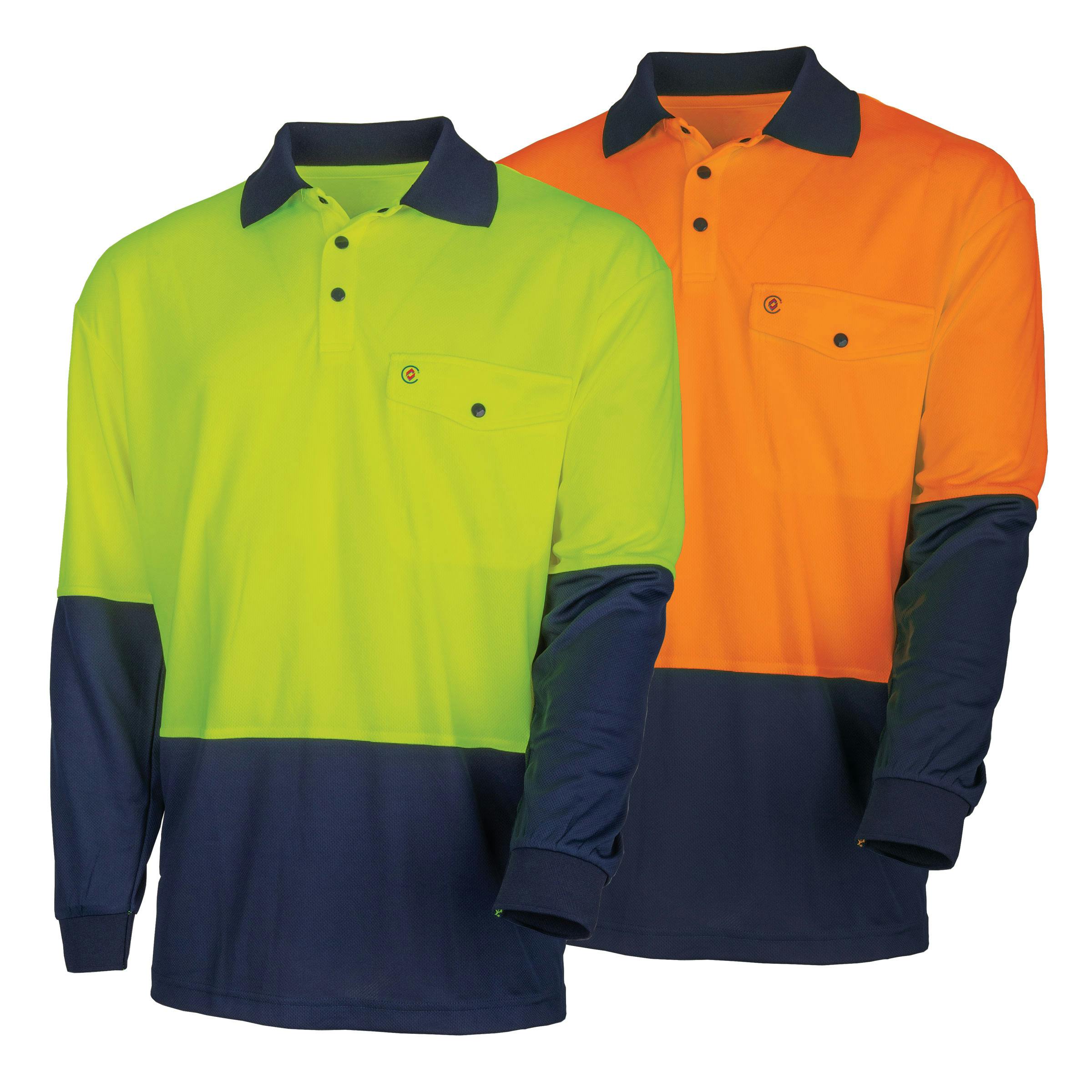 TRu Workwear Polo 175gsm Recycled Polyester Anti- Microbial Micromesh L/S Two Tone