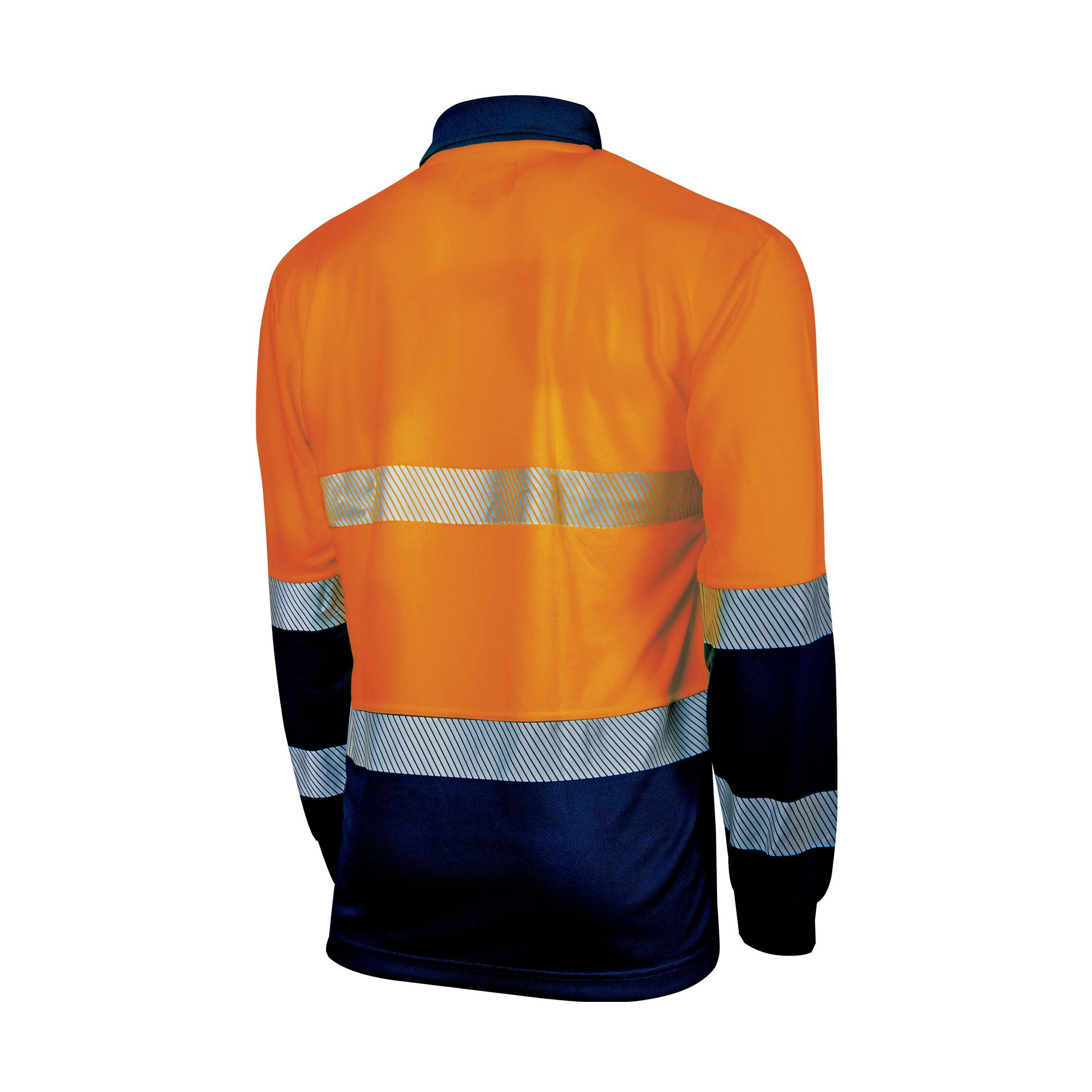 TRu Workwear Polo 175gsm Recycled Polyester Anti- Microbial Micromesh L/S Two Tone With Segmented Reflective Tape_12