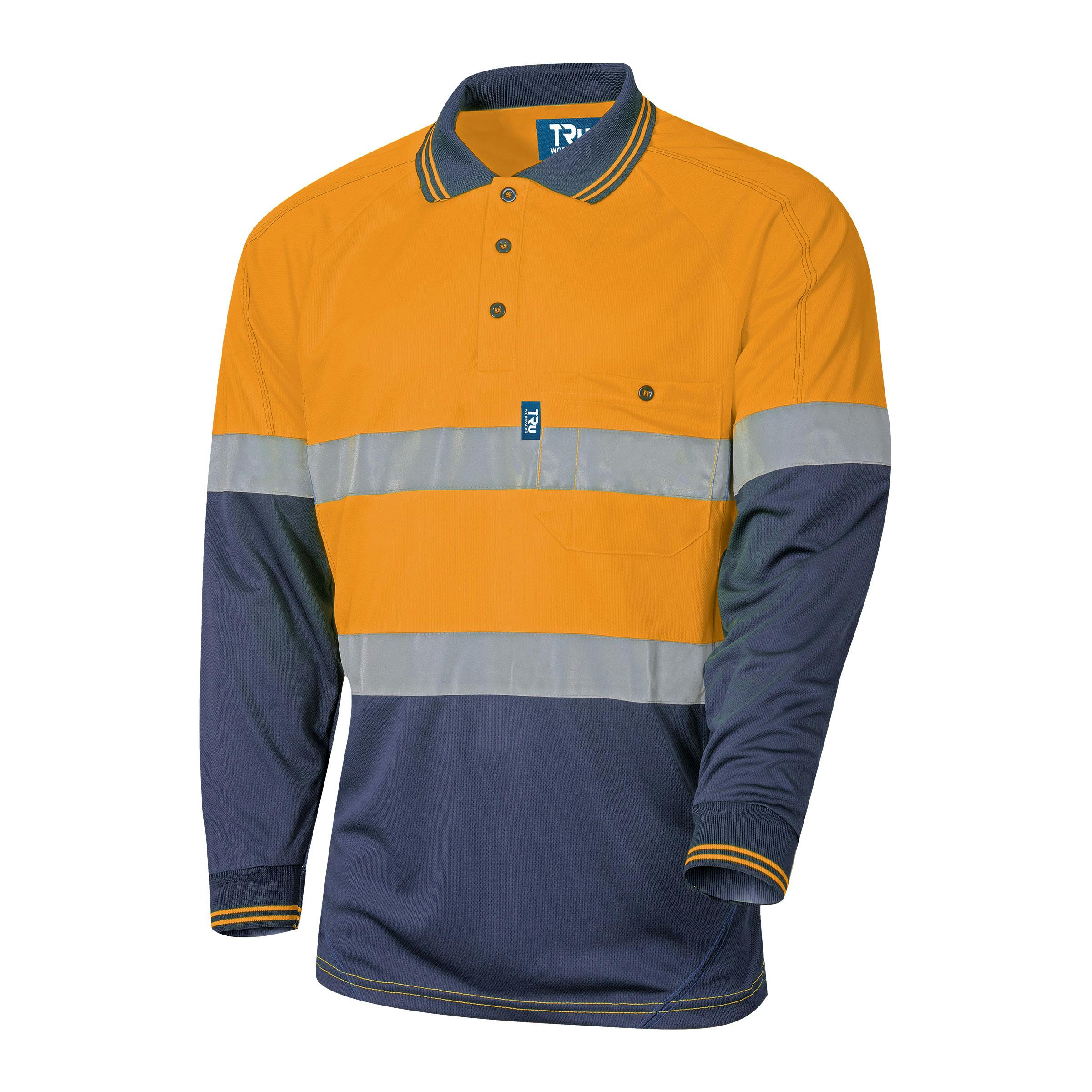 TRu Workwear Polo 175gsm Polyester Micromesh L/S Two Tone With Tru Reflective Tape_2