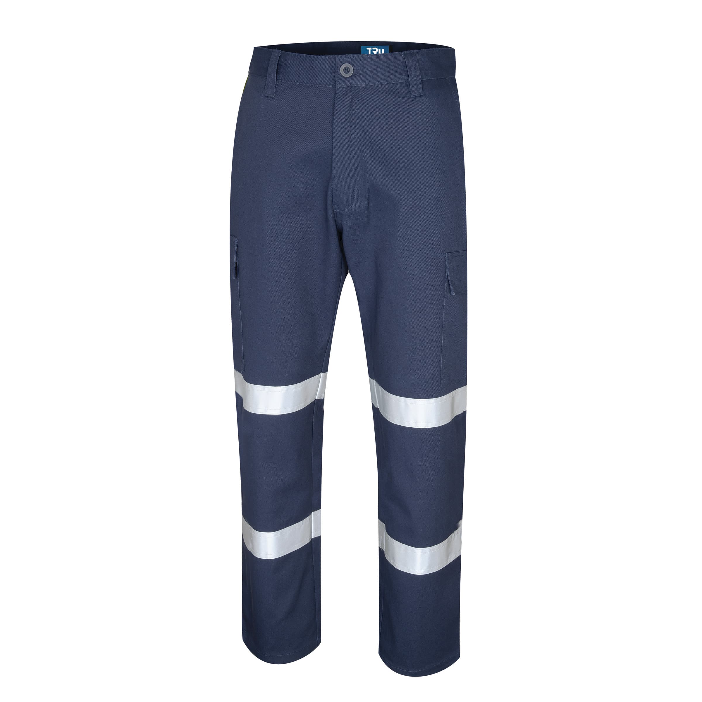 TRu Workwear Trousers 320gsm Cotton Drill Cargo With 3M Reflective Tape T2 - Bio Motion