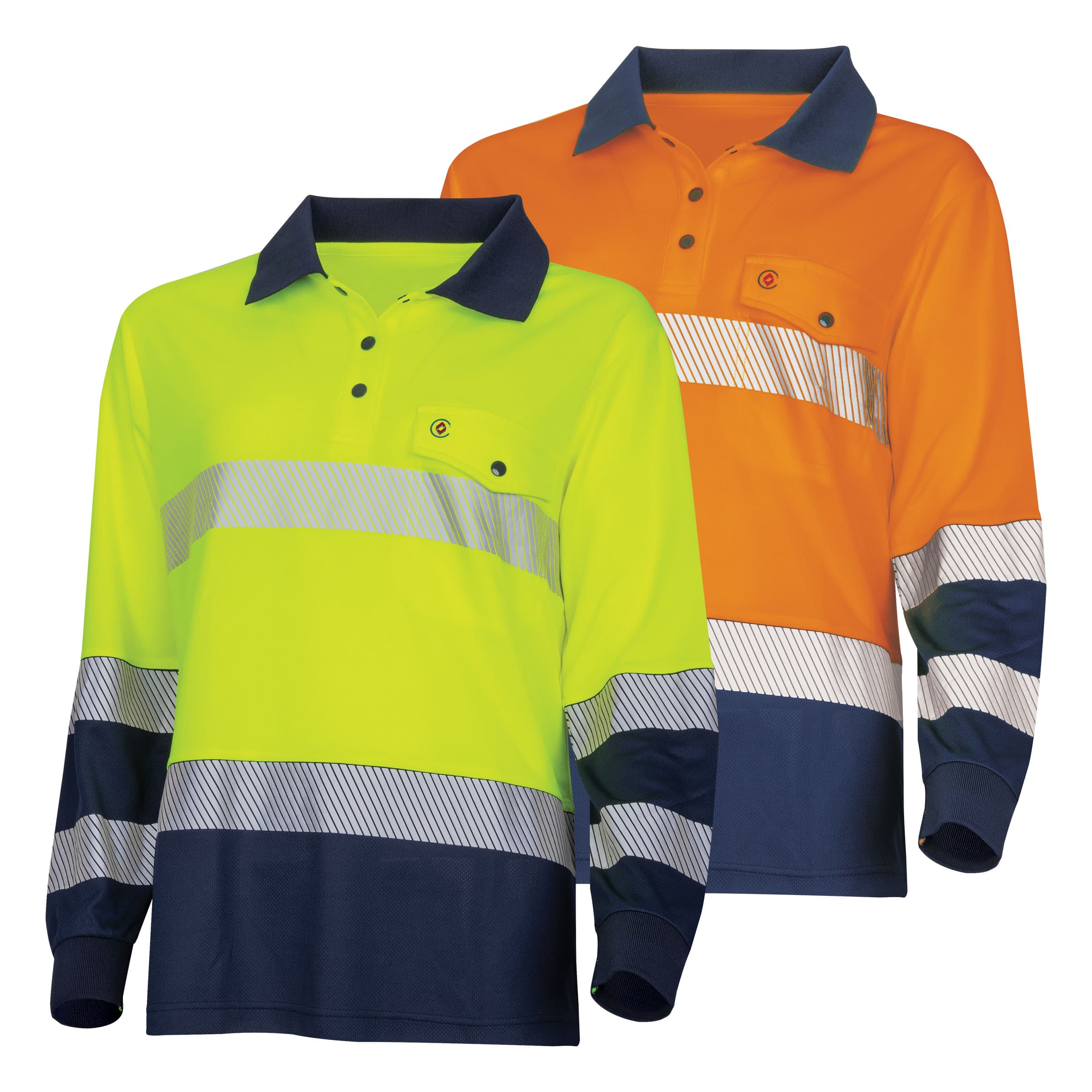 TRu Workwear Polo Women'S 175gsm Recycled Polyester Anti- Microbial Micromesh L/S Two Tone With Segmented Reflective Tape