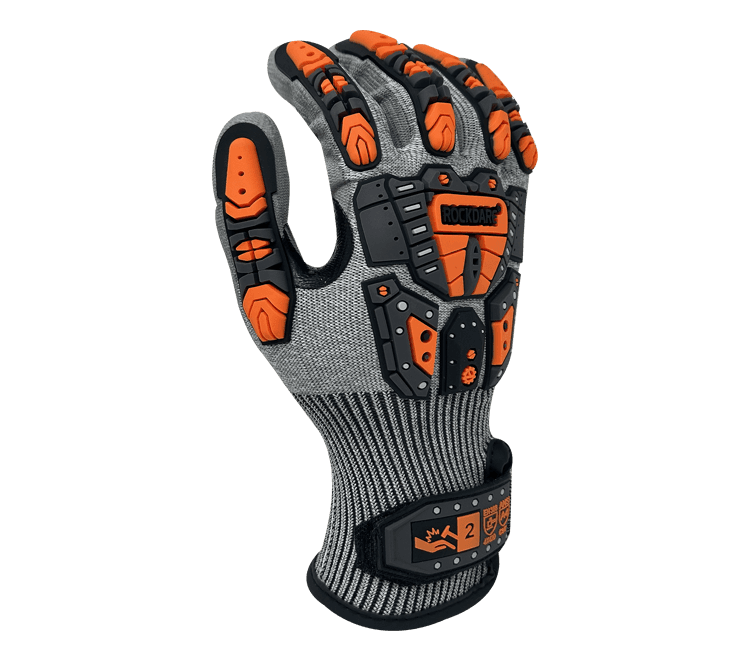 Task Gloves 13 Gauge HDPE shell, Polyurethane palm coated, EVA palm padding, Orange & Black TPR back, Reinforced Thumb Saddle, ANSI Cut A4, Touchscreen compatible (Thumb & Index finger) (Pack of 12)