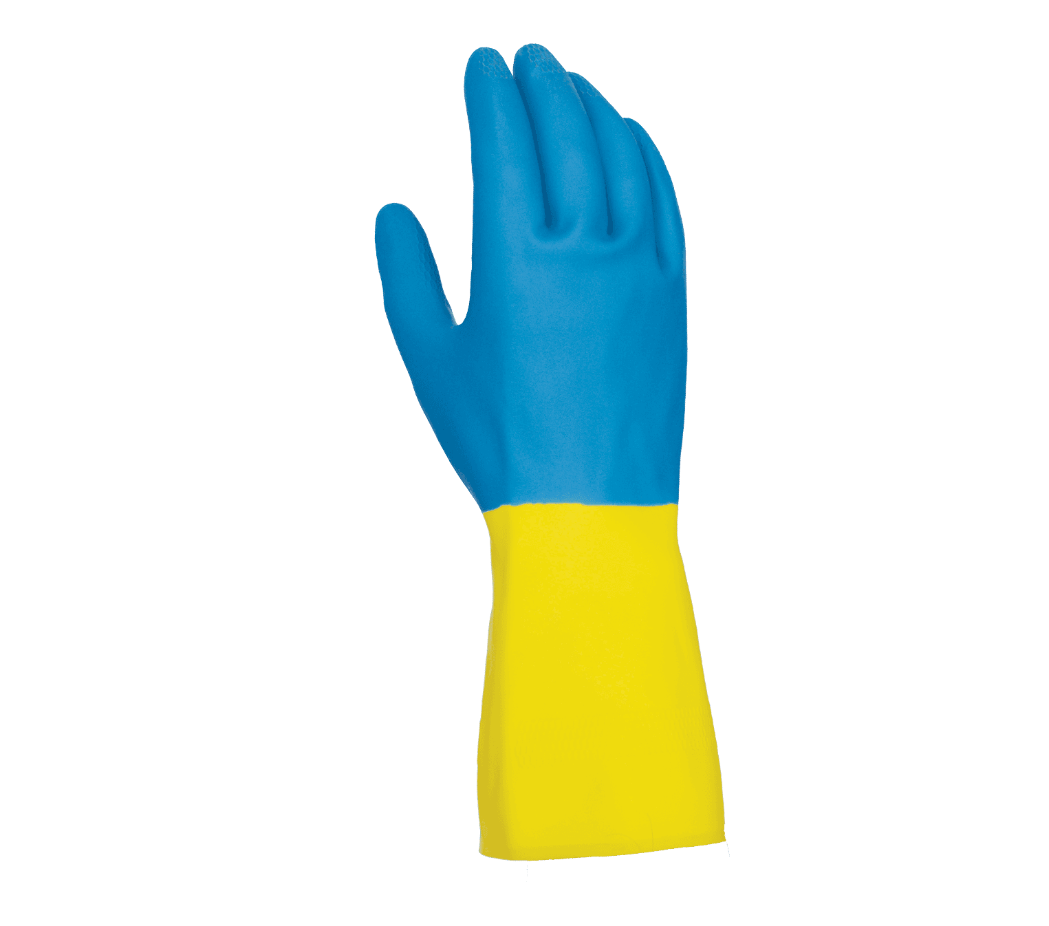 Task Gloves CHEM101 28 mil Blue Neoprene over Yellow Latex, 13" length, Flock Lined, Diamond shaped grip (Pack of 12)