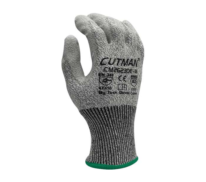 Task Gloves CUTMAN 13 Gauge Gray HDPE shell, Gray Polyurethane palm coated, ANSI Cut A2 (Pack of 12)