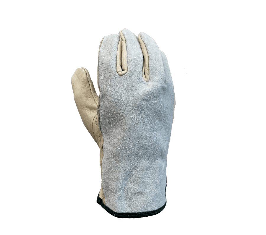 Task Gloves Economy Grain Cowhide Leather palm, Gray Split leather back, Unlined, Keystone Thumb (Pack of 12)