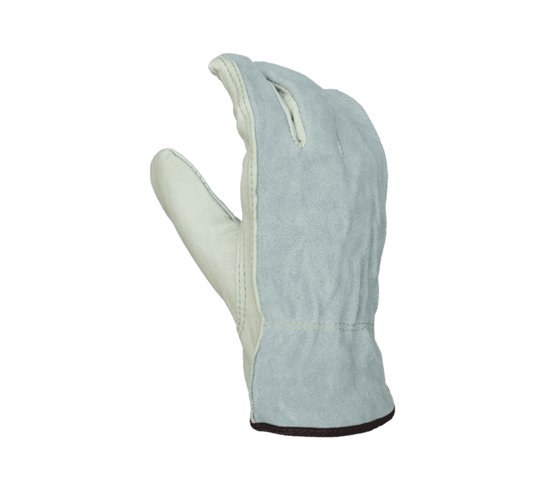 Task Gloves Qualtiy Grain Cowhide Leather Palm, Gray Split Leather Back, Unlined, Keystone Thumb, Kevlar thread sewn (Pack of 12)