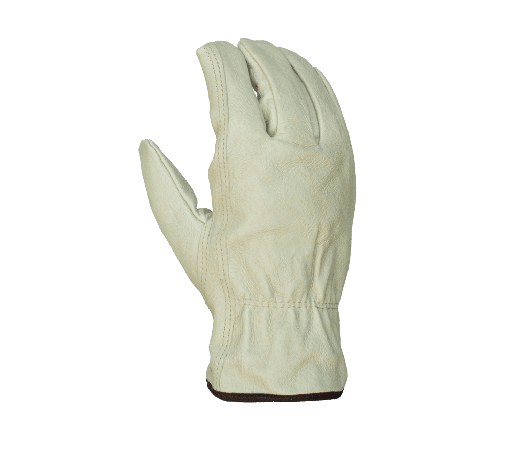 Task Gloves Quality Grain Pigskin Leather Driver, Red Fleece Lined, Shirred Elastic back, Keystone Thumb (Pack of 12)