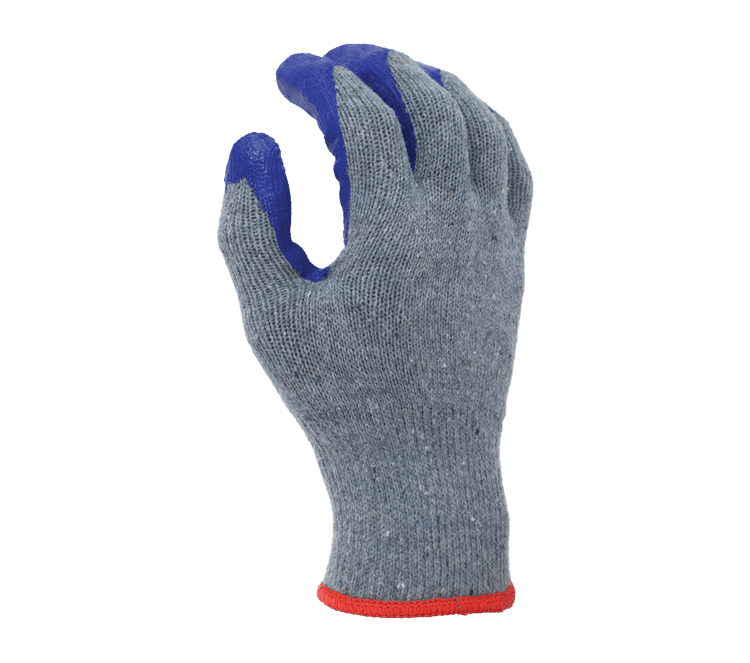 Task Gloves 10 Gauge Gray Cotton/Polyester shell, Blue Latex palm coated (Pack of 12)