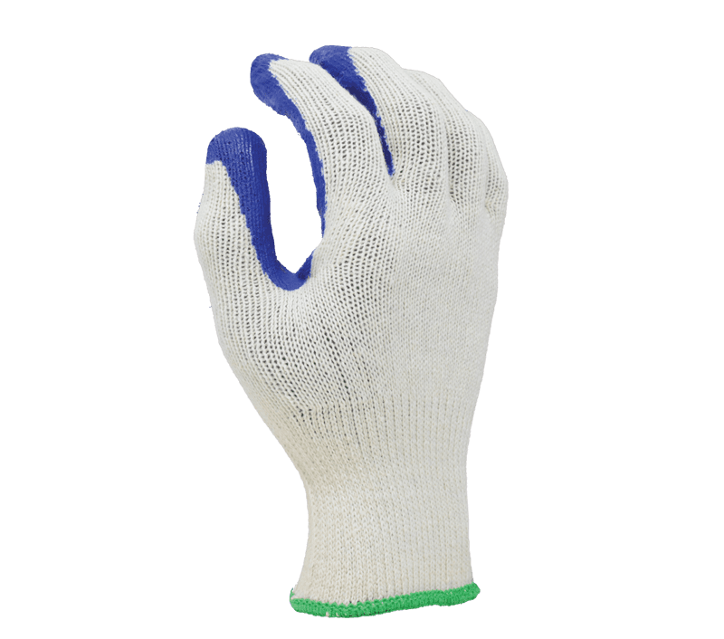 Task Gloves 10 Gauge Natural White Cotton/Polyester shell, Blue Latex palm coated (Pack of 12)