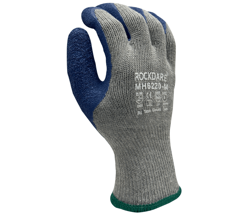 Task Gloves (TSK2012) 10 Gauge Gray Cotton/Polyester shell, Blue Crinkle Latex palm coated (Pack of 12)