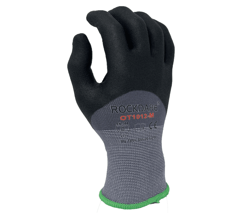 Task Gloves 15 Gauge Gray Nylon shell, Black Micro-Foam Nitrile 3/4 coated (Pack of 12)