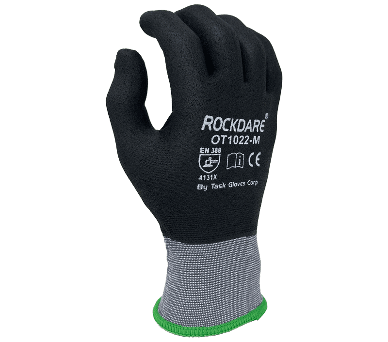 Task Gloves 15 Gauge Gray Nylon shell, Black Micro-Foam Nitrile Fully coated (Pack of 12)