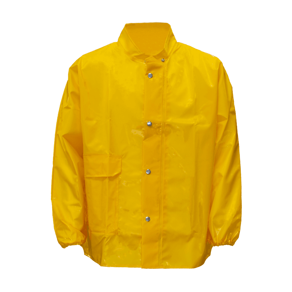 Task Gloves Yellow Rain Jacket, Polyurethane/Nylon, Snap front with storm-fly