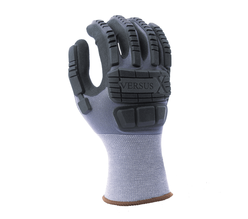 Task Gloves Versus X Black Micro-Foam Nitrile Palm Coated, 15 gauge Hi-Elasticity Gray Nylon/Spandex shell, TPR back (Pack of 12)