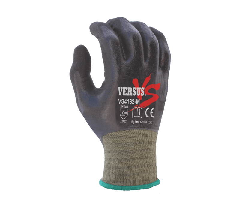 Task Gloves VERSUS 15 Gauge Camo Green Hi-Elasticity Nylon shell, Black RevoTek Fully coated, Double dipped (Pack of 12)