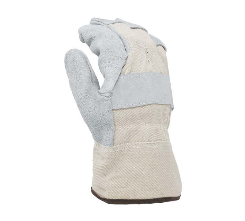 Task Gloves Regular Shoulder Split Cowhide Leather Palm, Reinforced Patch Palm, Cotton Lined, White Canvas back, 2 1/2" Canvas Safety Cuff (Pack of 12)