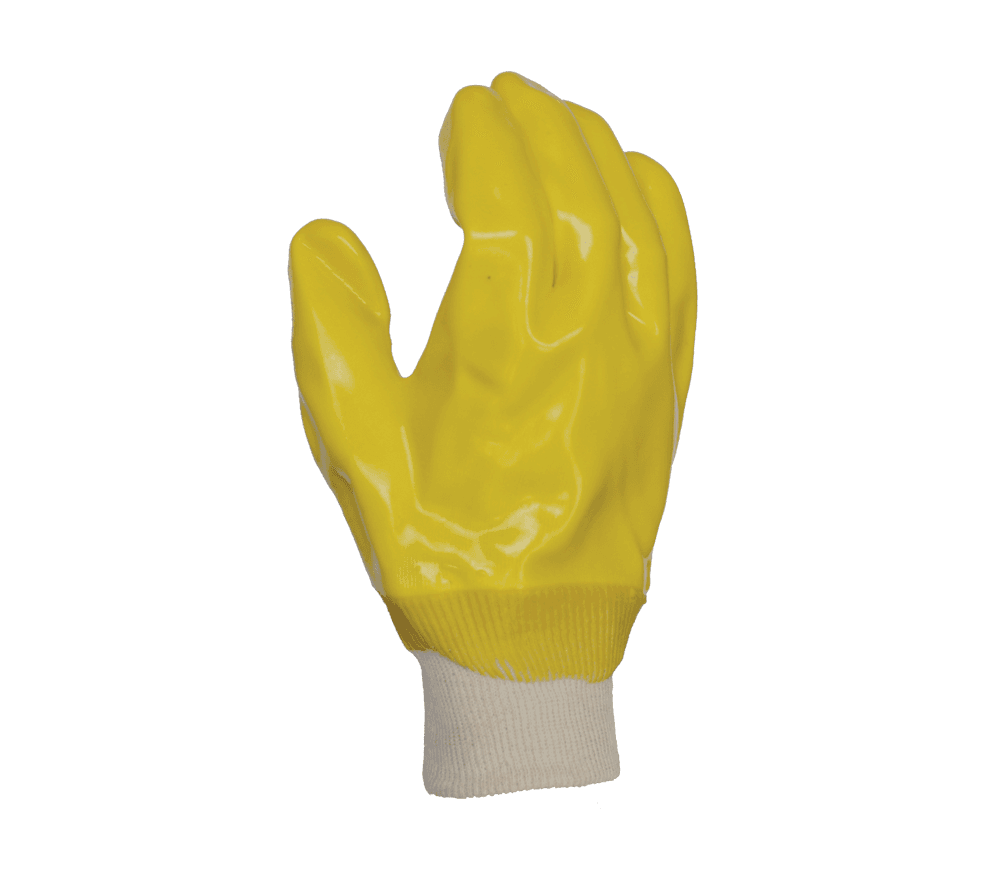 Task Gloves Smooth Finish PVC, Yellow, Single dipped, Jersey lined, Knit wrist (Pack of 12)